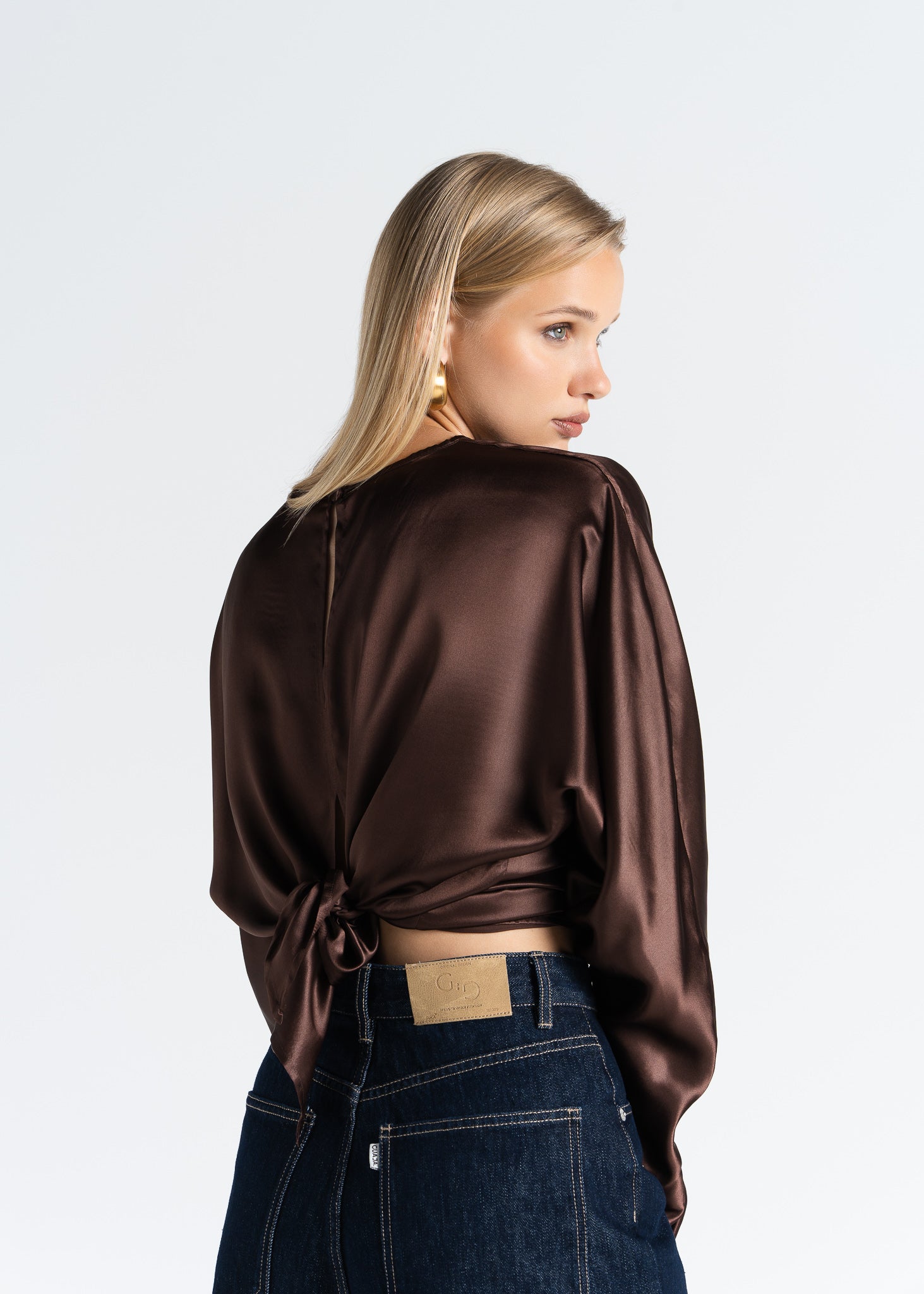 Halo Long Sleeve Silk Blouse - Brown