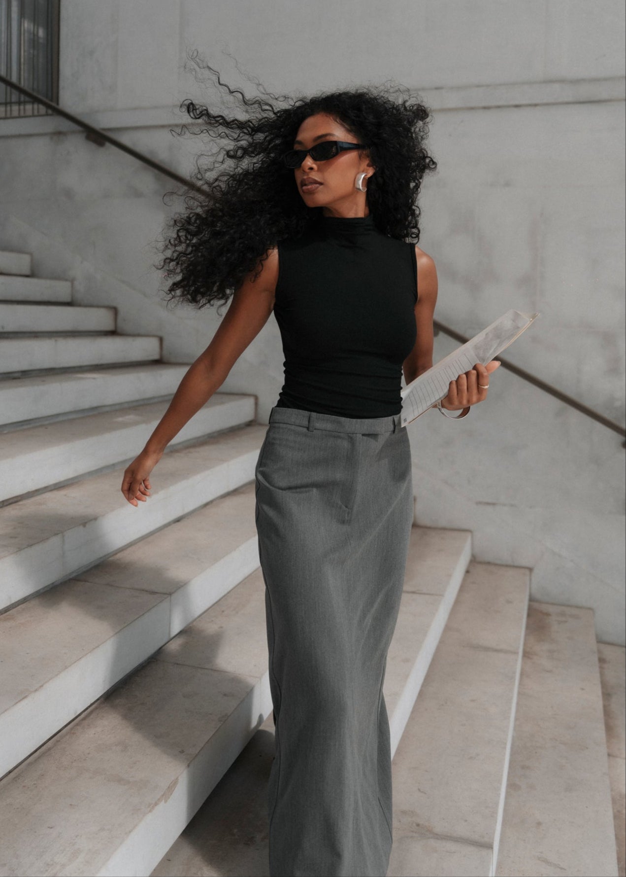 Petra Fitted High-Neck Top - Black