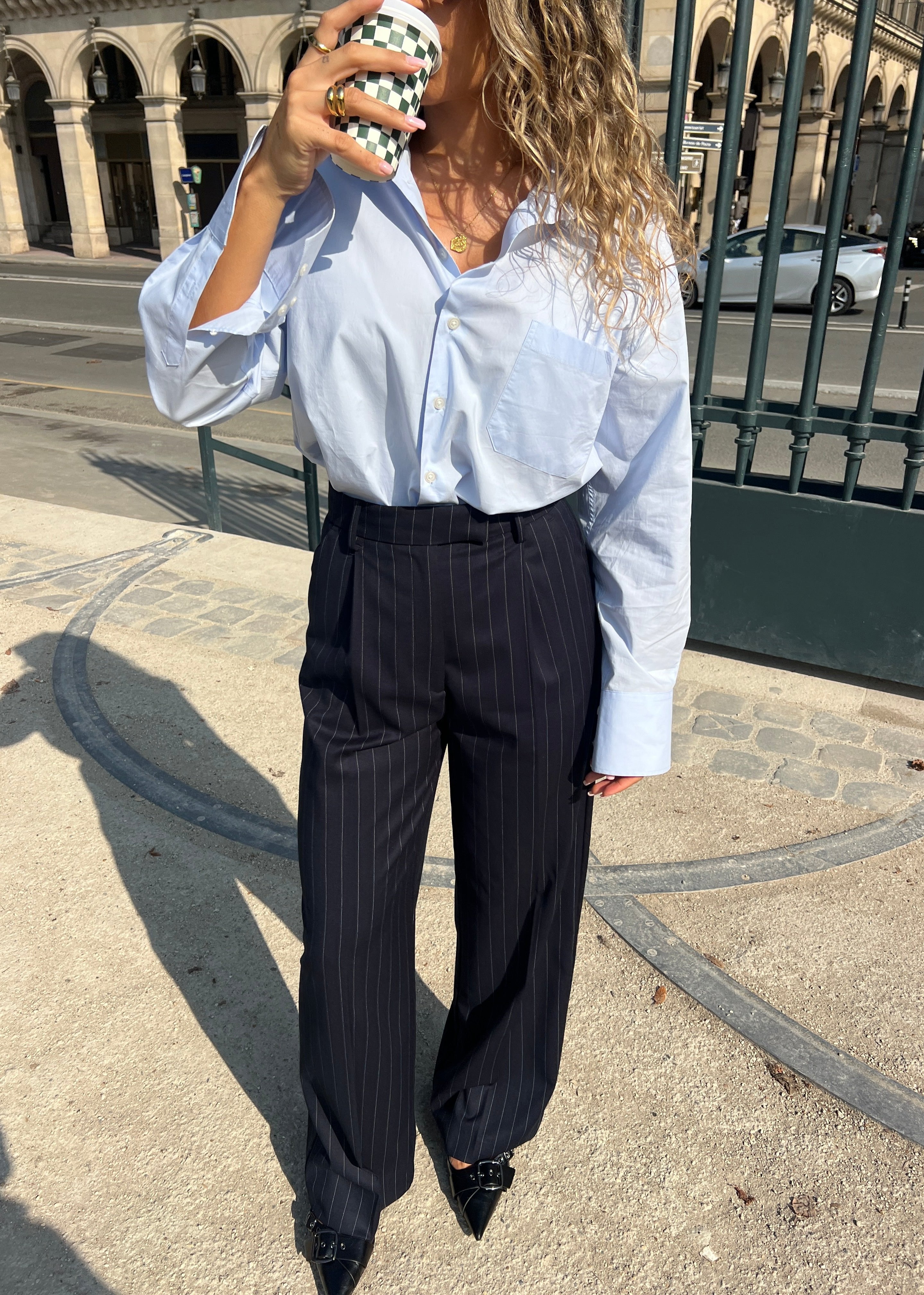 Jagger Pinstripe Tailored Trousers - Navy