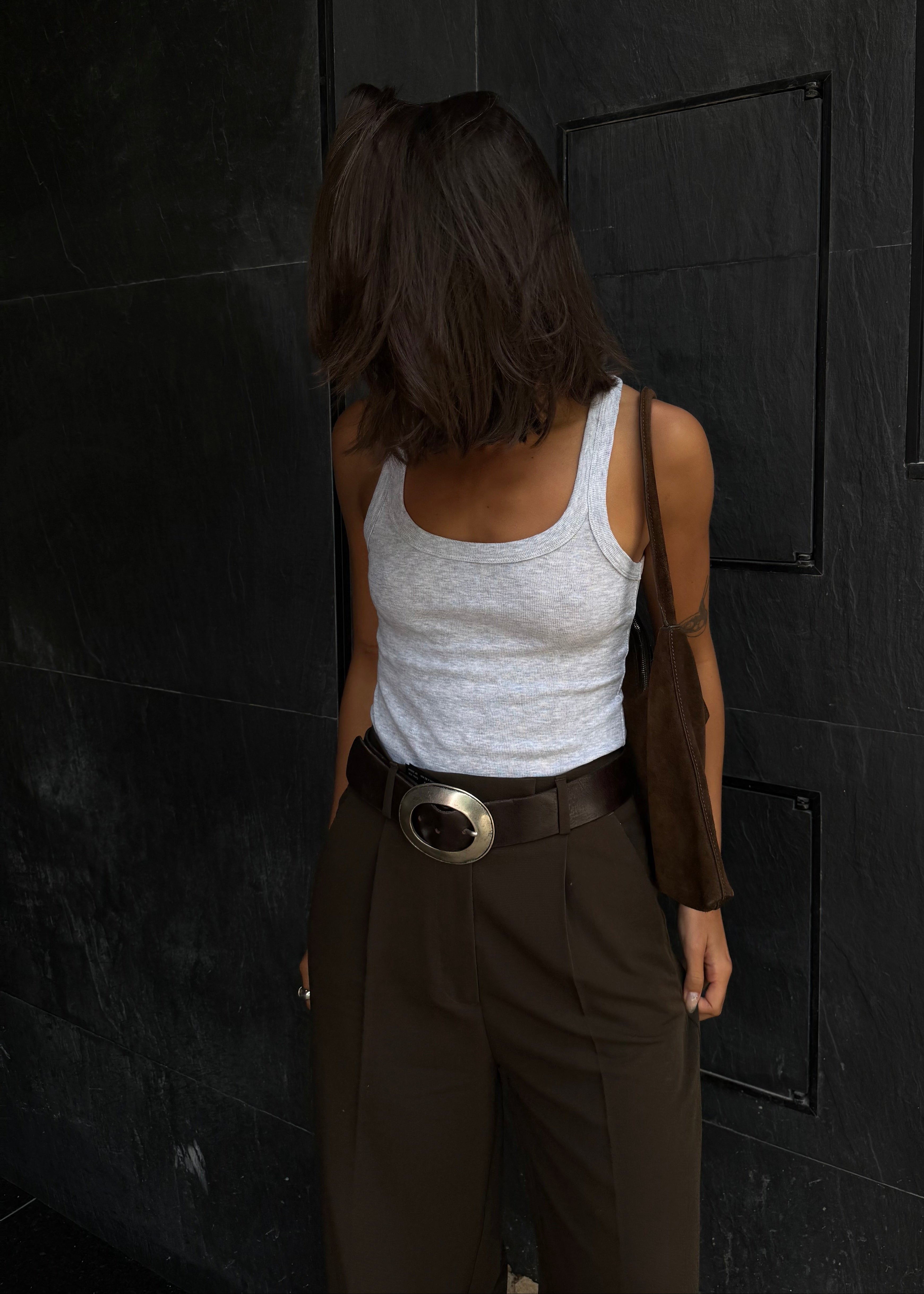 Jimmy Scoop-Neck Ribbed Tank Top - Grey