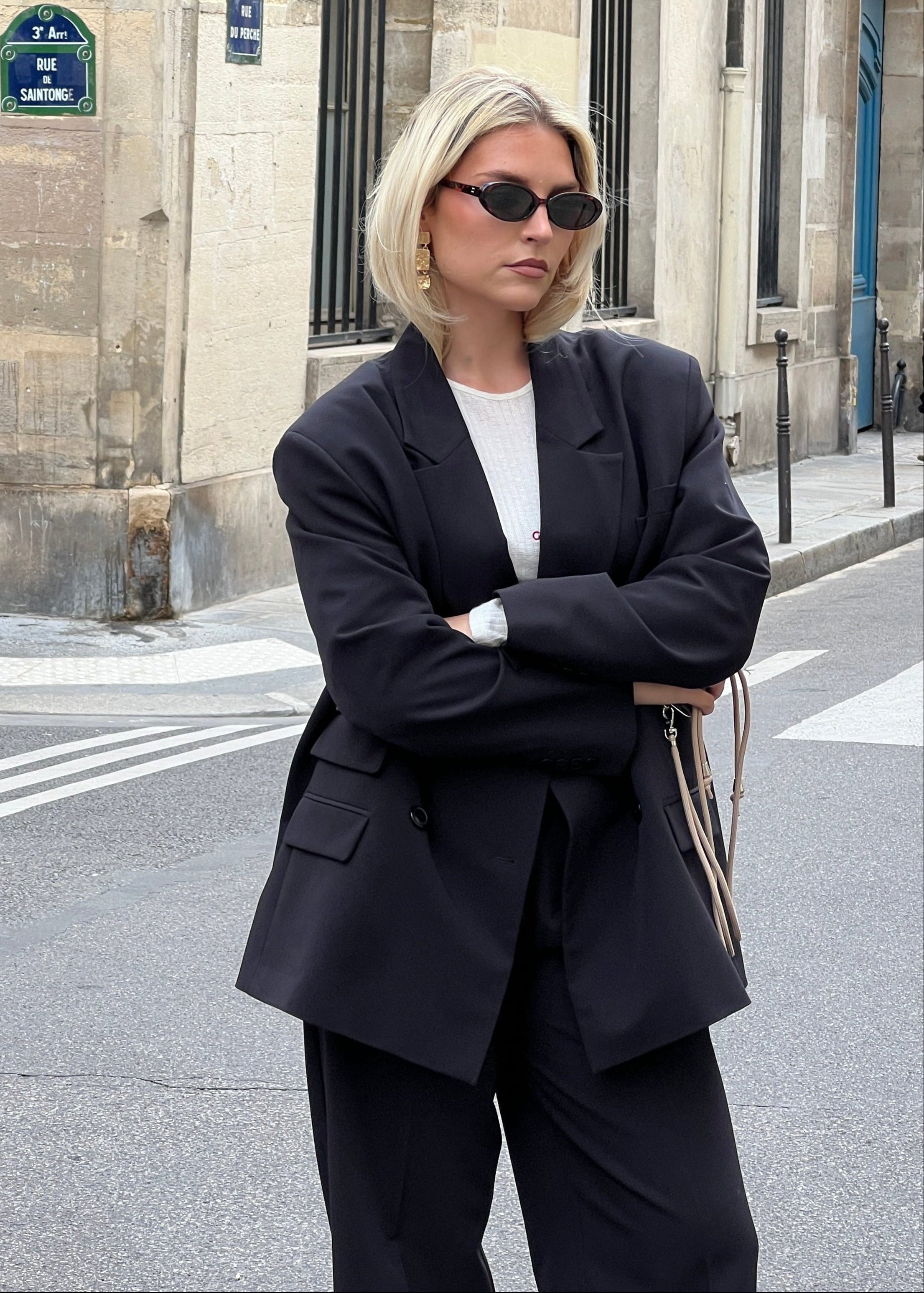 Jagger Double-Breasted Blazer Black
