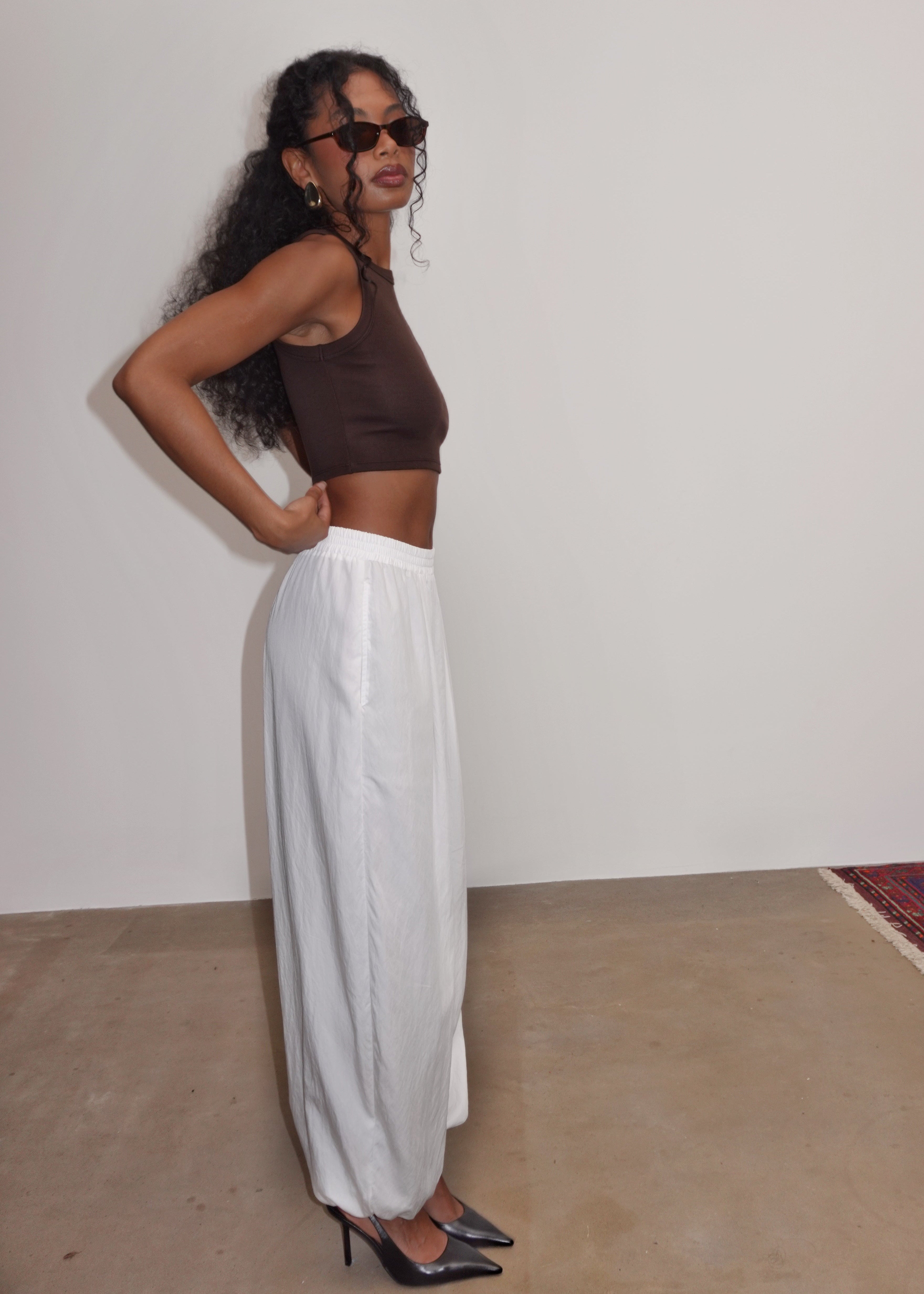 Kurt High-Neck Cropped Tank Top - Brown