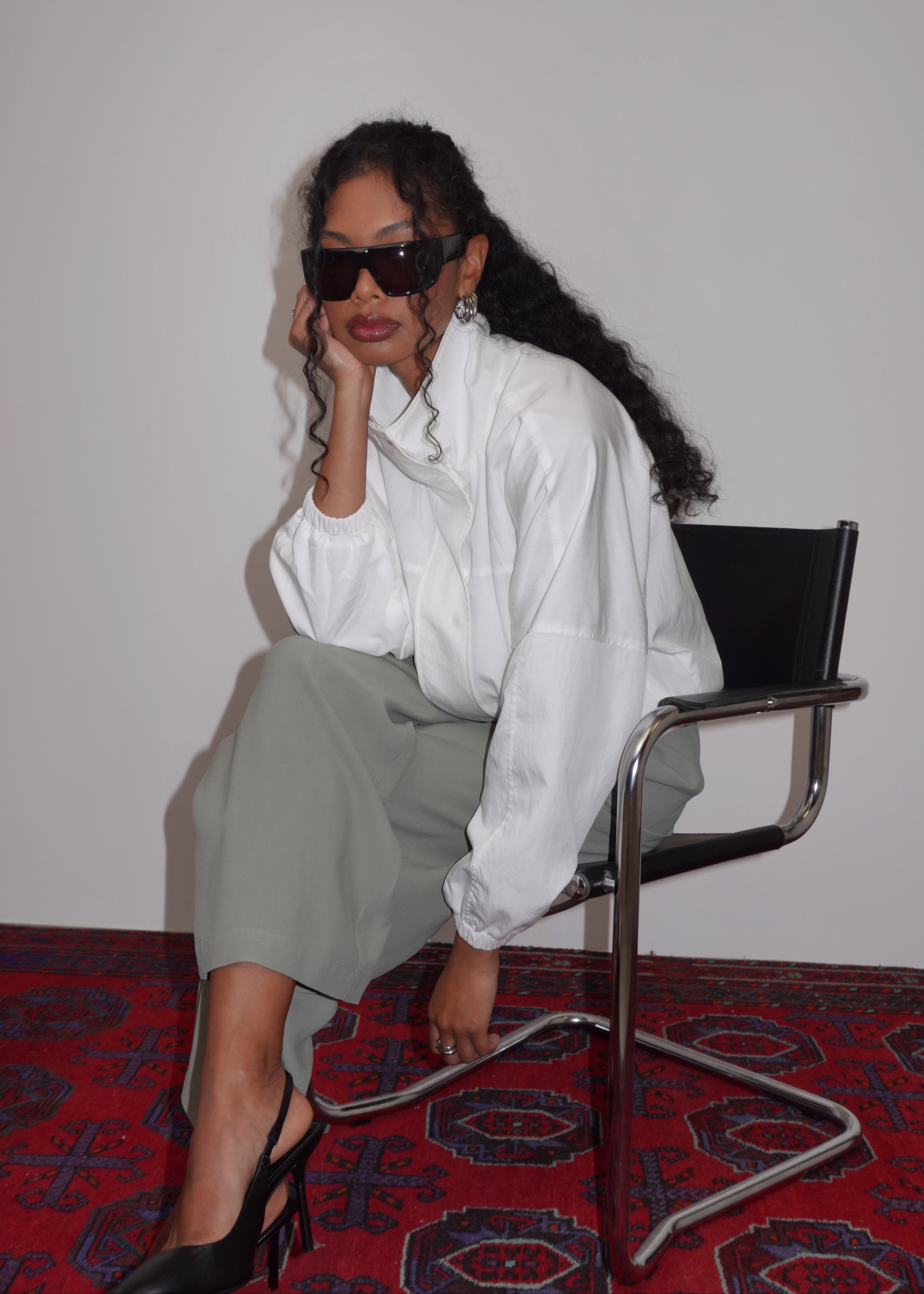 Carter High Neck Windbreaker Jacket – Ivory
