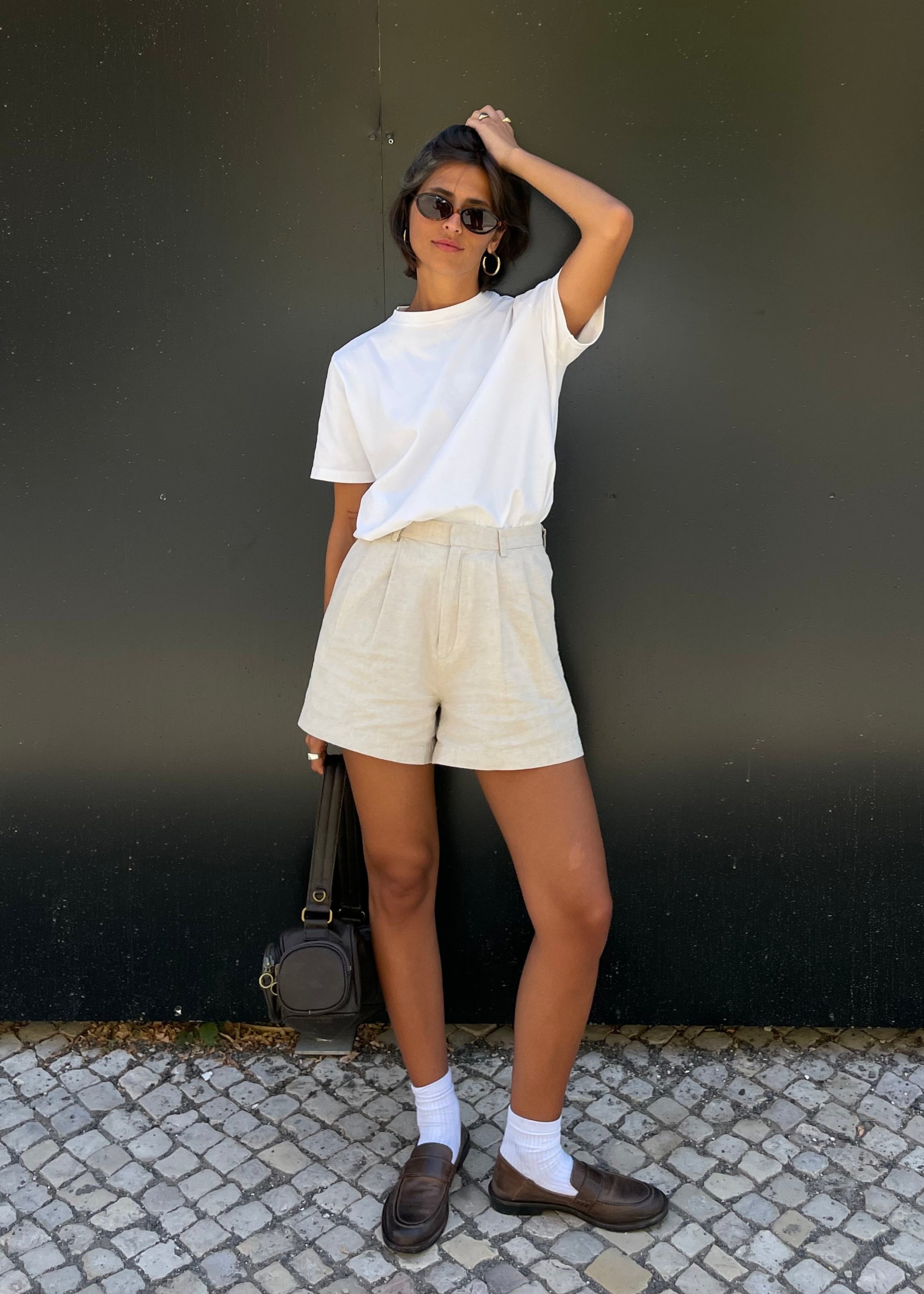 Hannah Linen Shorts - Beige
