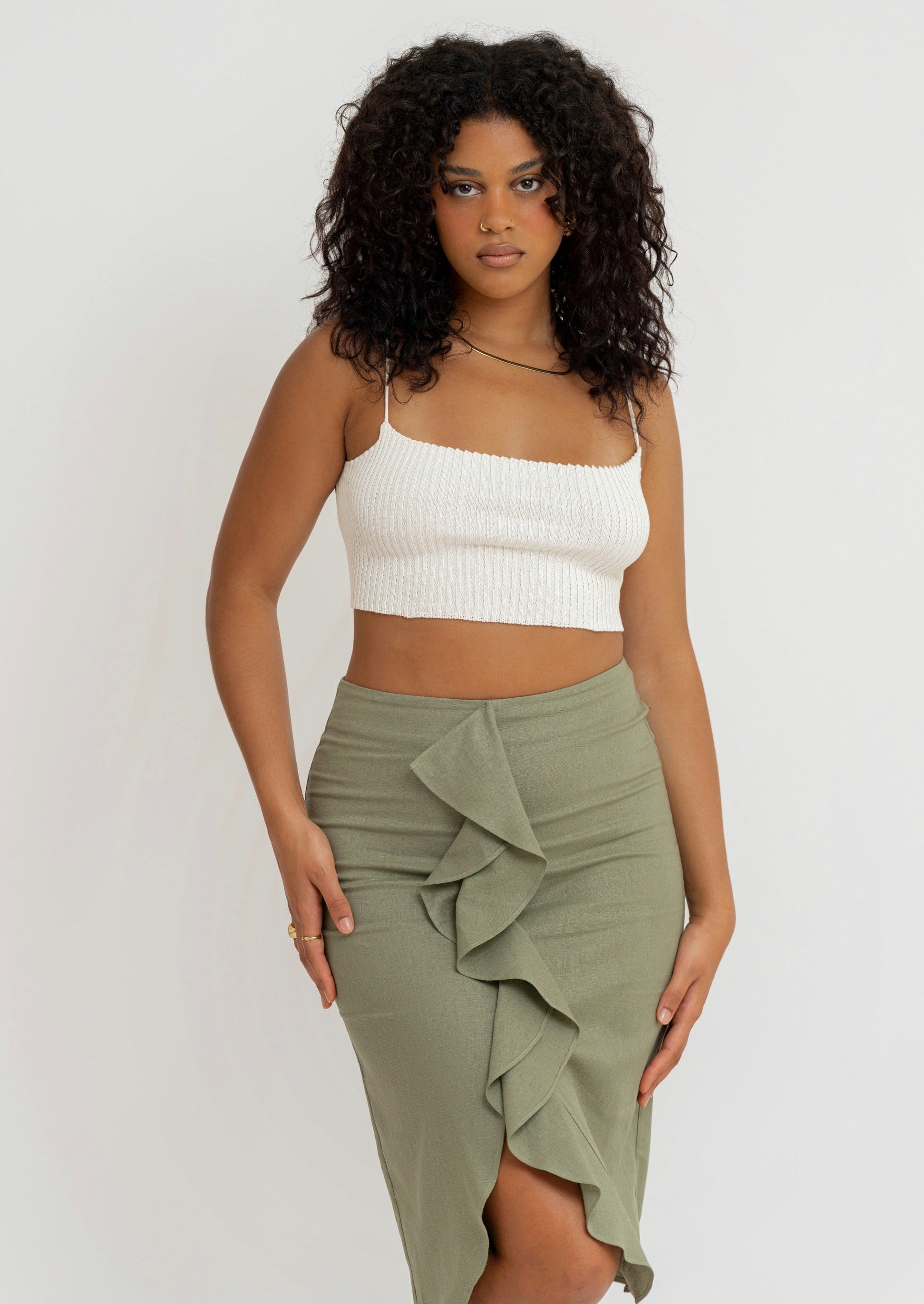 Najah Linen Skirt - Green