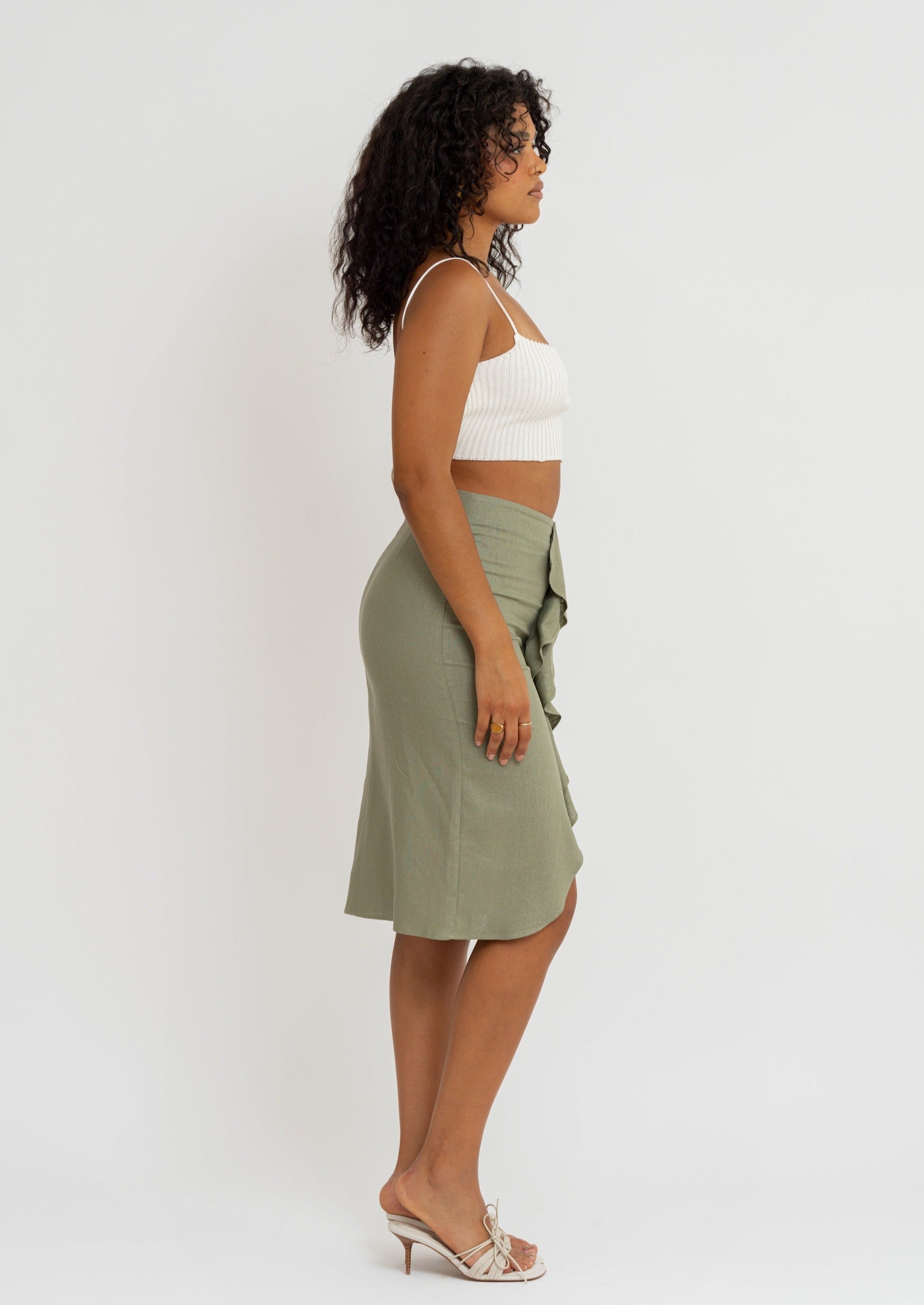 Najah Linen Skirt - Green