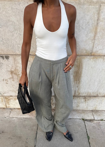 Cleo Plunge Halter Bodysuit - Off-White