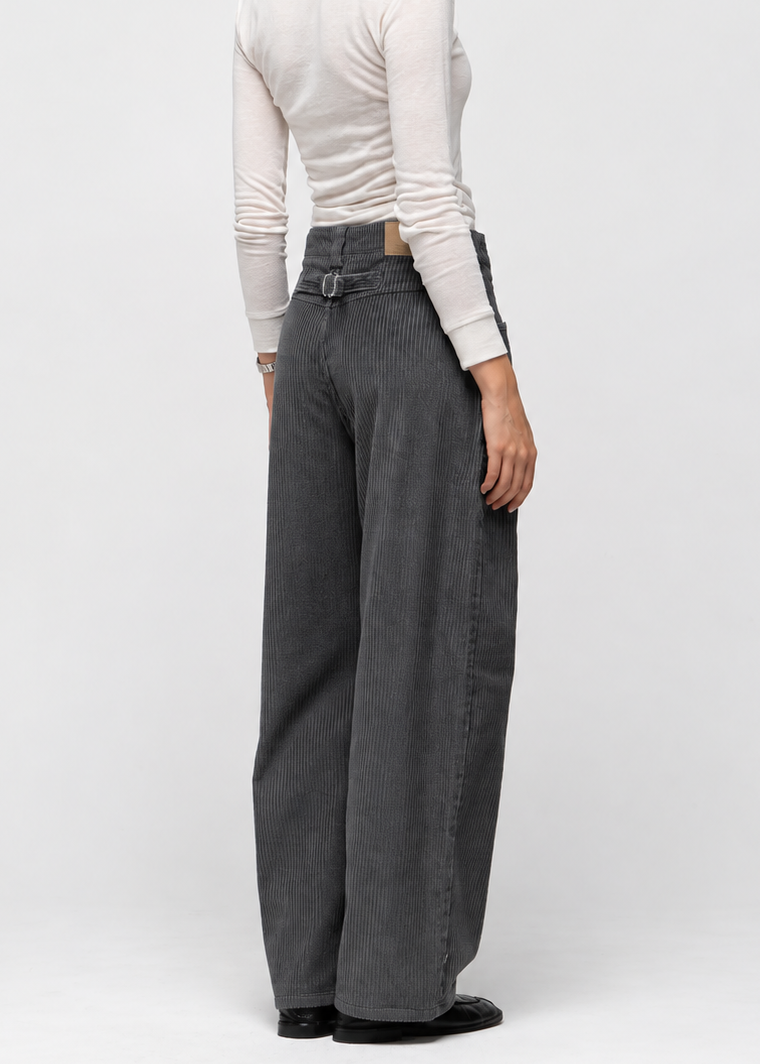 Ava Corduroy Barrel Trousers - Anthracite