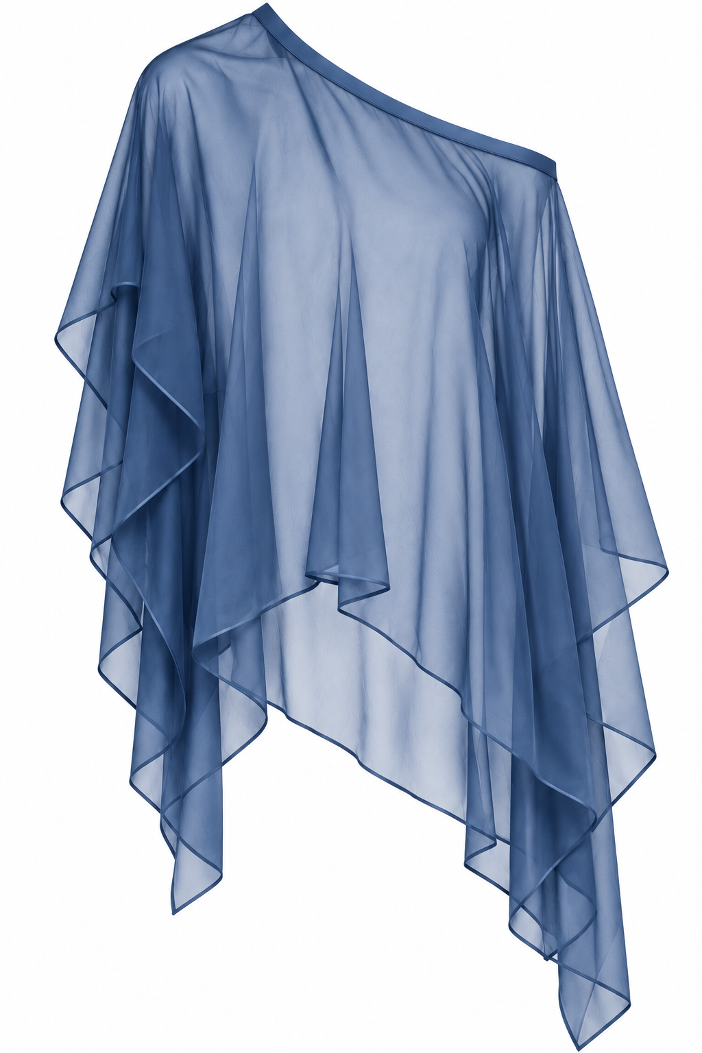 Giulia Sheer Cape Top - Blue