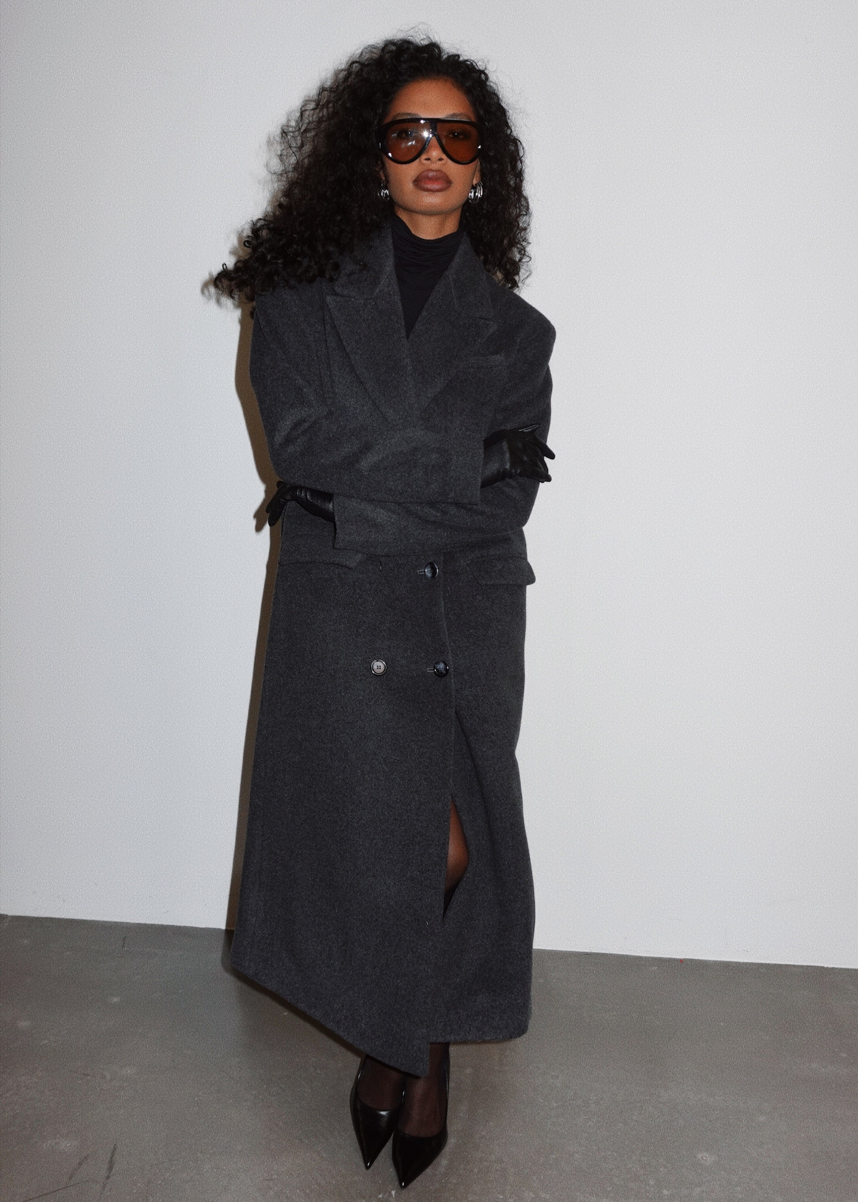 Brabus Maxi Wool Oversized Coat - Charcoal