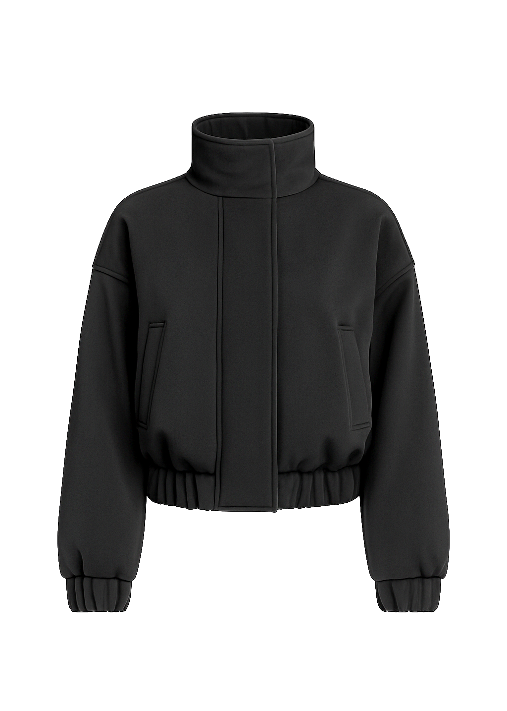 Arctic High Neck Oversized Bomber Jacket - Black