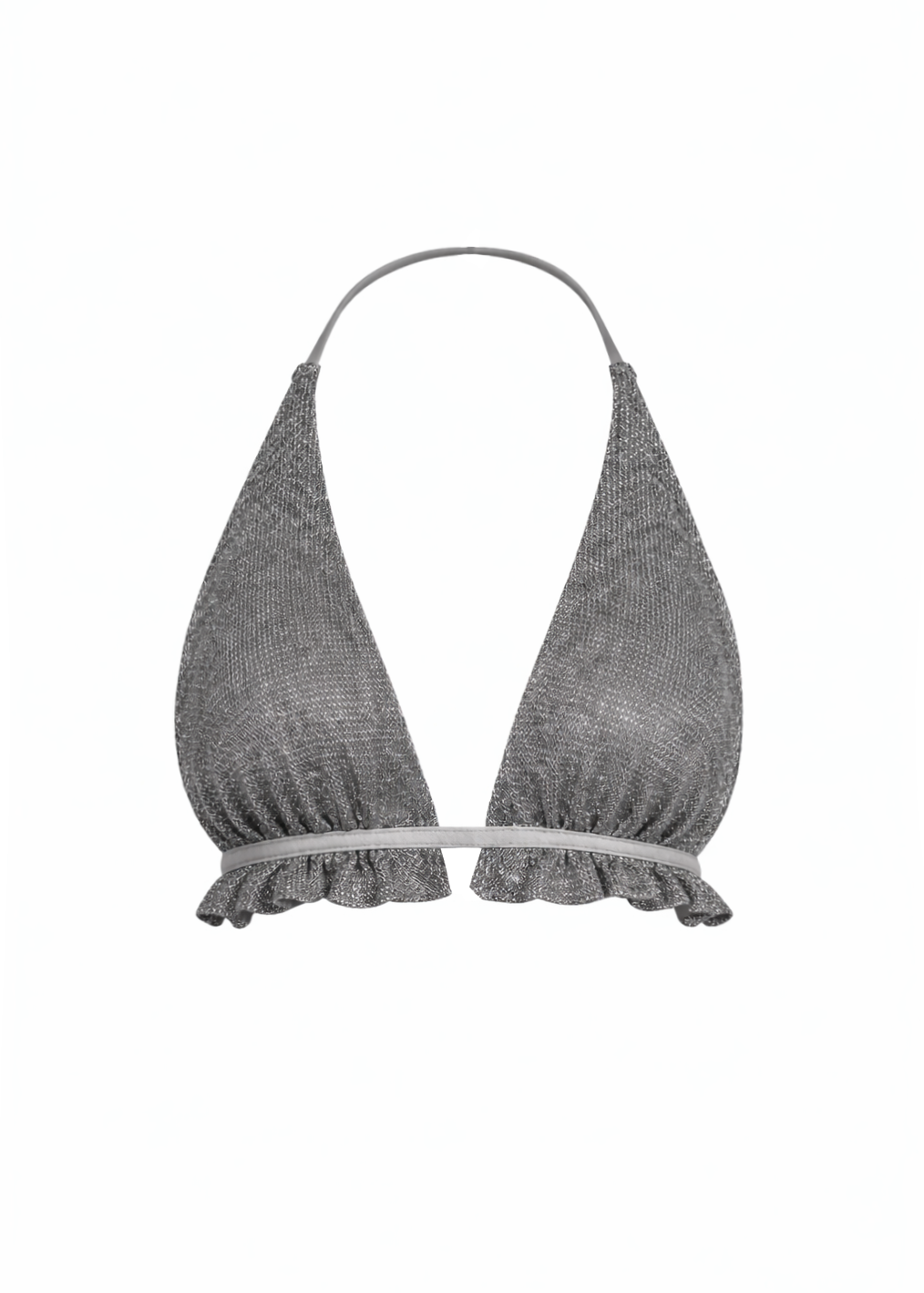 Chain Shimmer Backless Halter Top – Silver