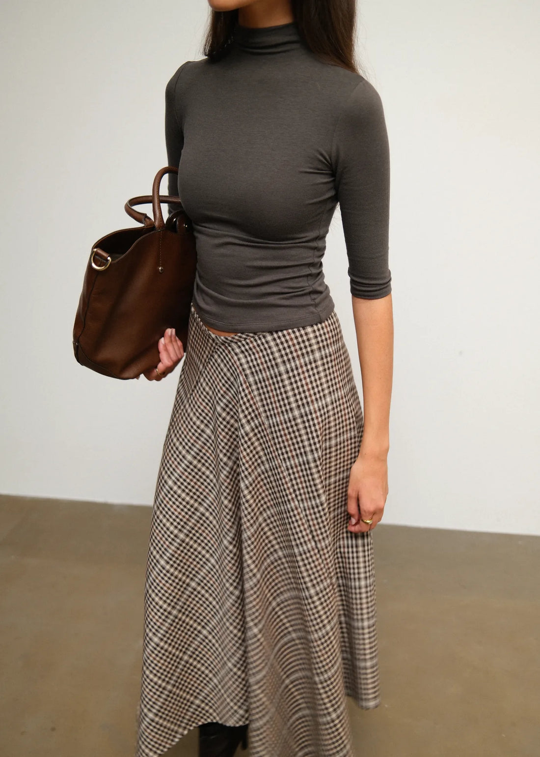 Nadia Chess Handkerchief Midi Skirt