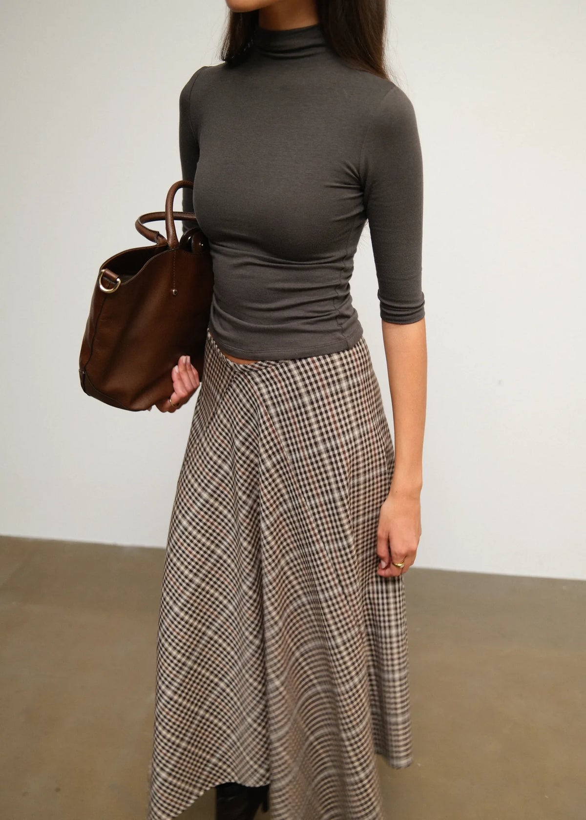 Nadia Chess Handkerchief Midi Skirt