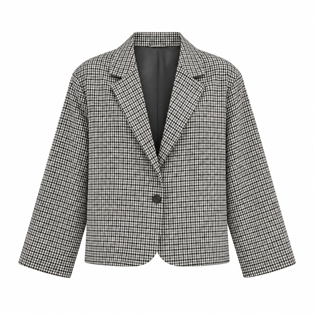 Yoko Cropped Check Wool Blazer