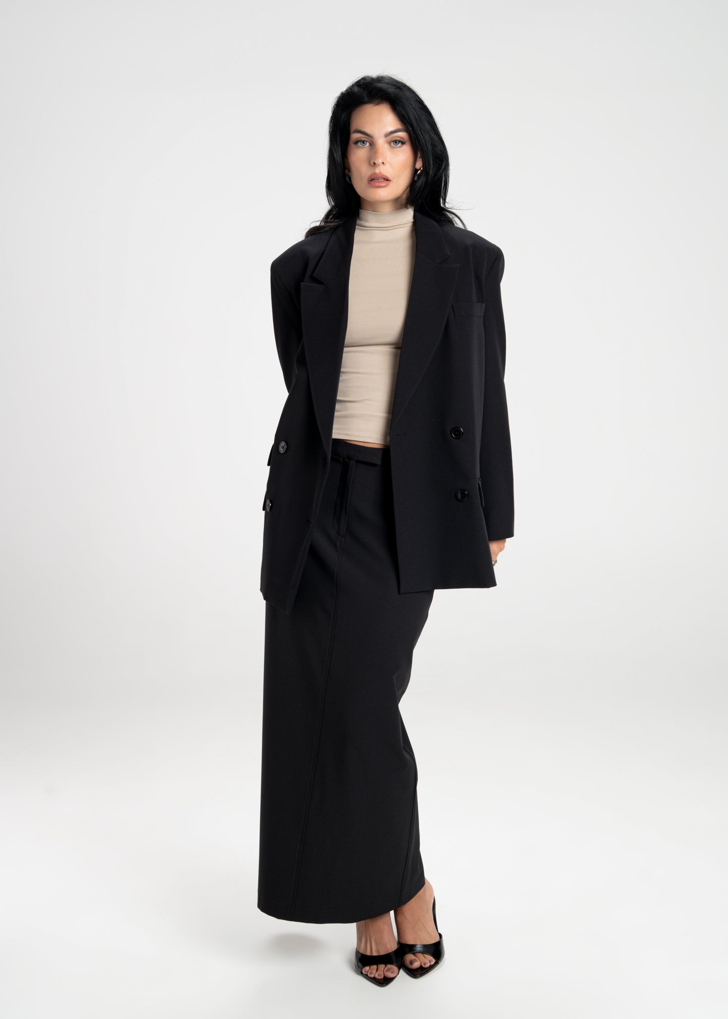 Jagger Double-Breasted Blazer Black
