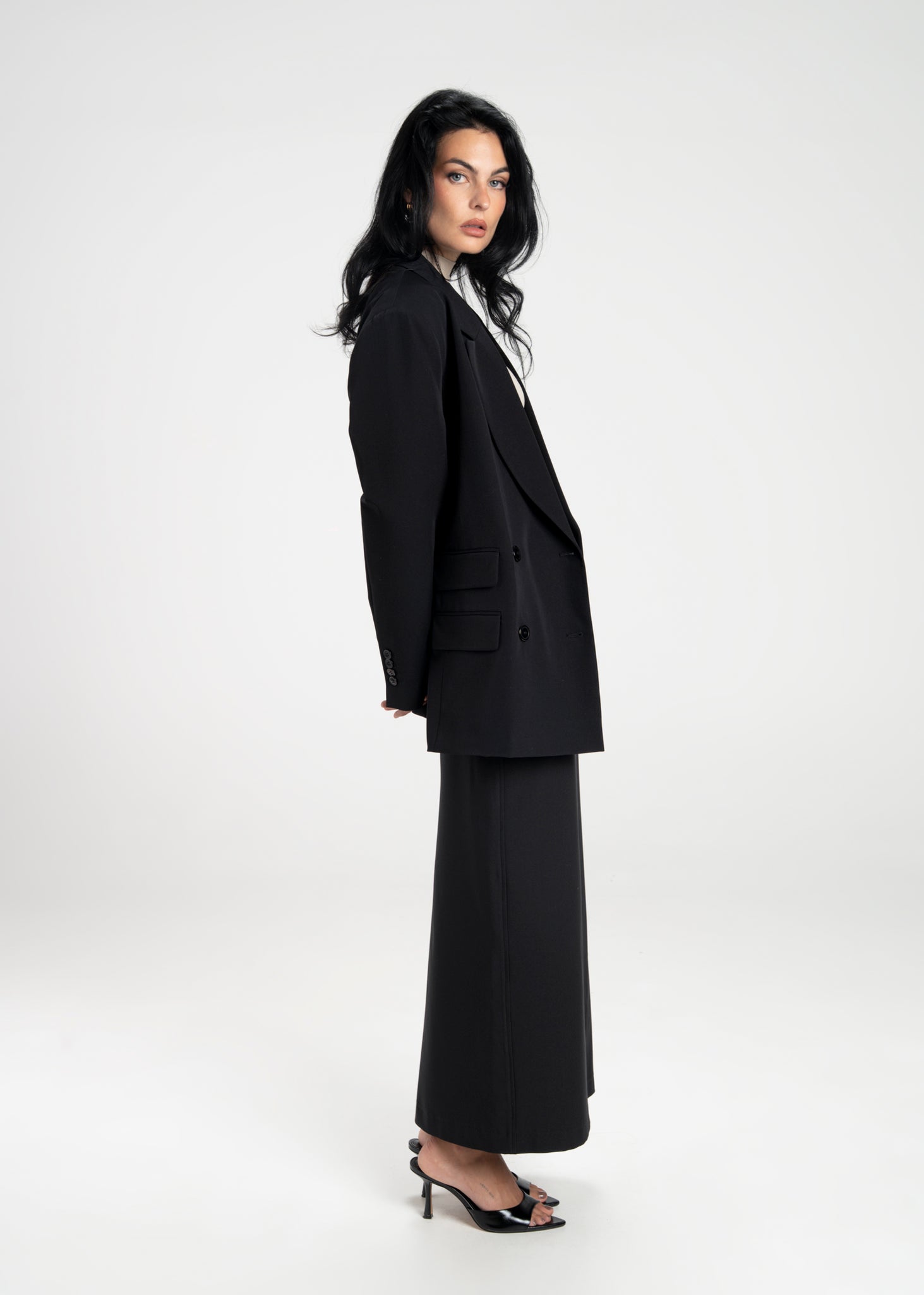 Jagger Double-Breasted Blazer Black