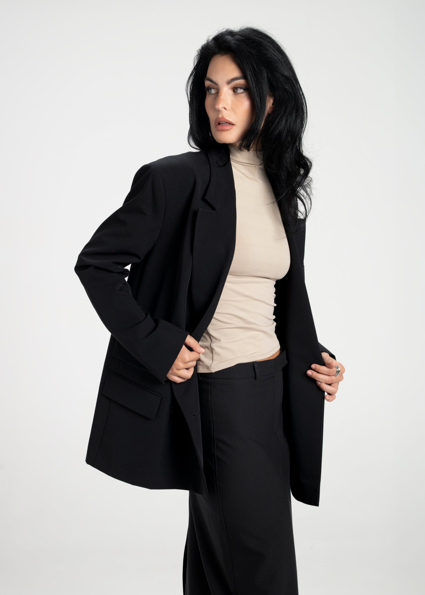 Jagger Double-Breasted Blazer Black