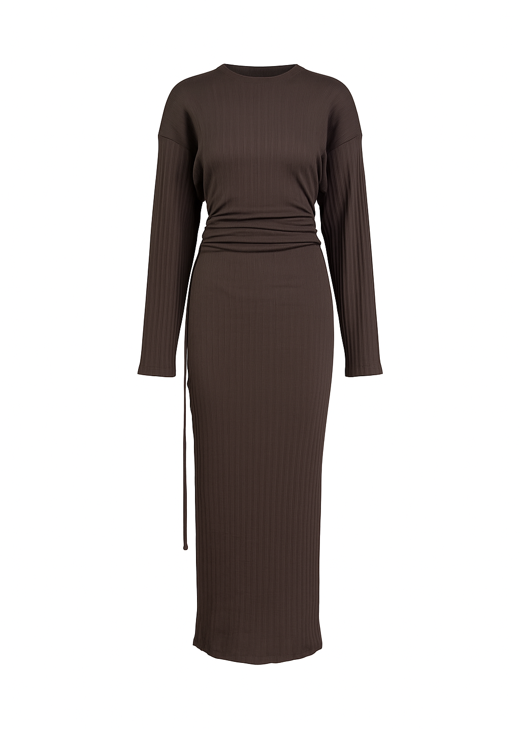 Espresso Fitted Long Sleeve Maxi Dress