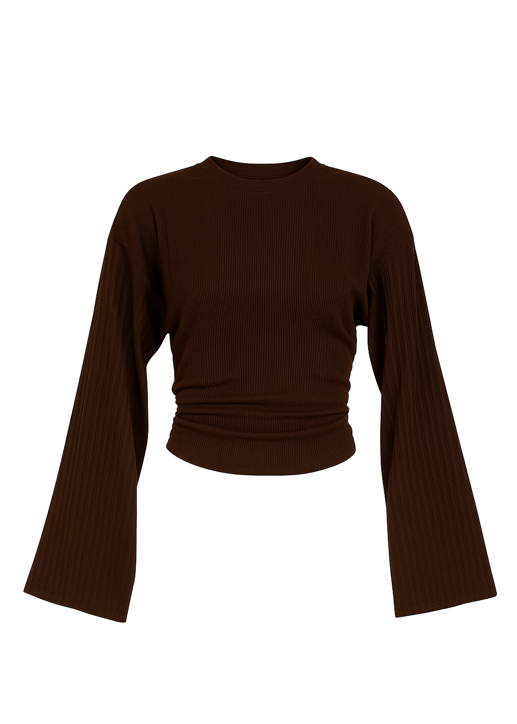 Espresso Fitted Long Sleeve Blouse - Brown