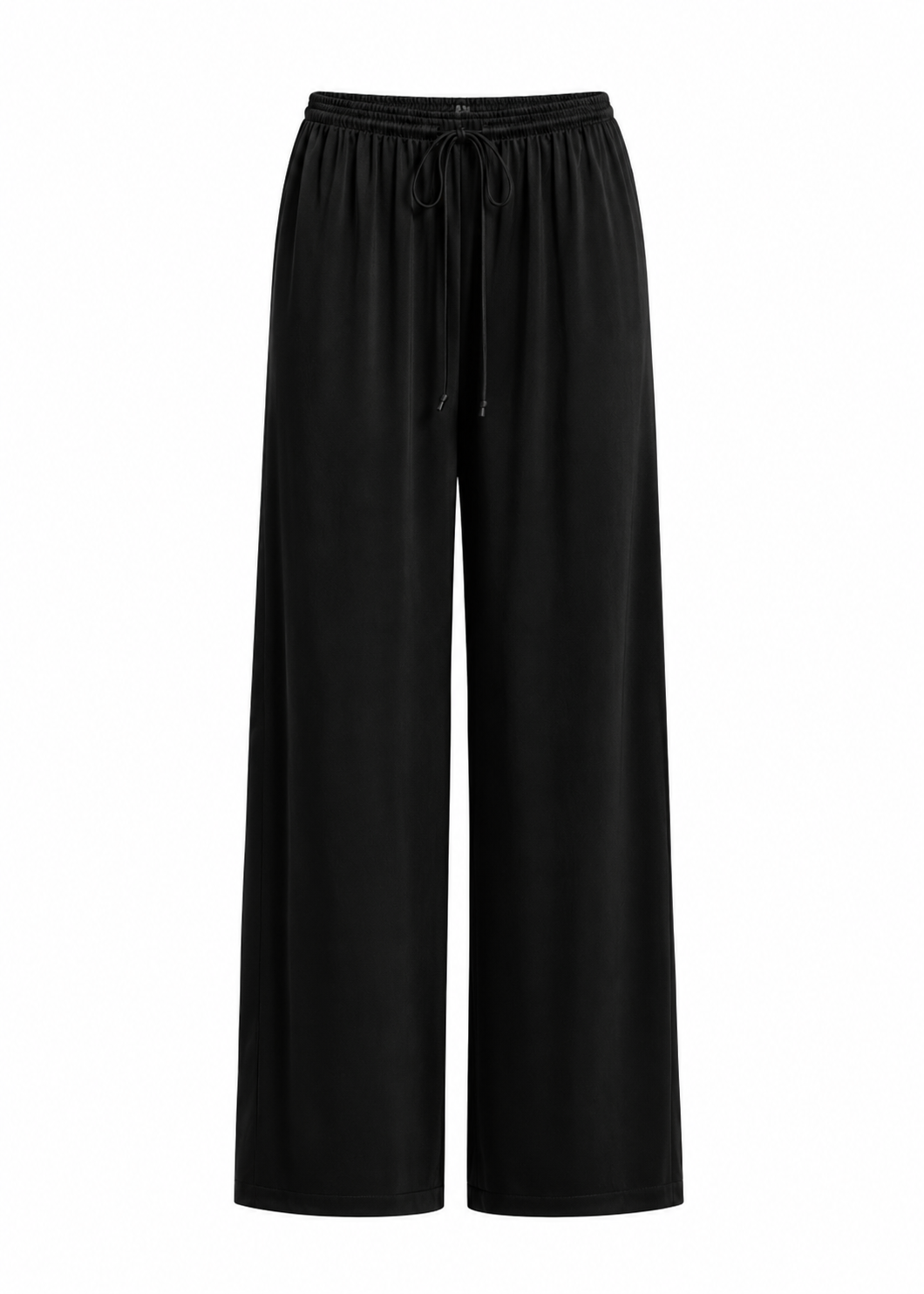 Giulia Loose Satin Pants - Black