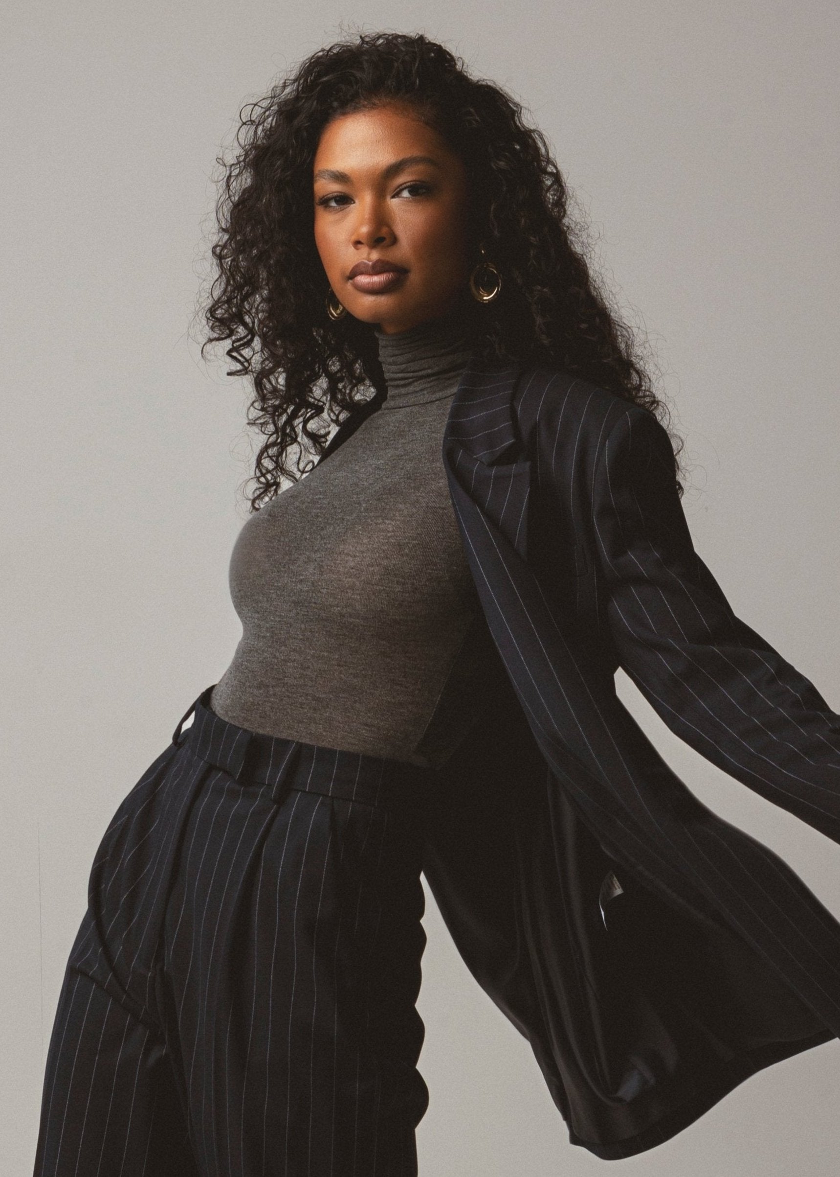 Belle Turtleneck Bodysuit - Grey