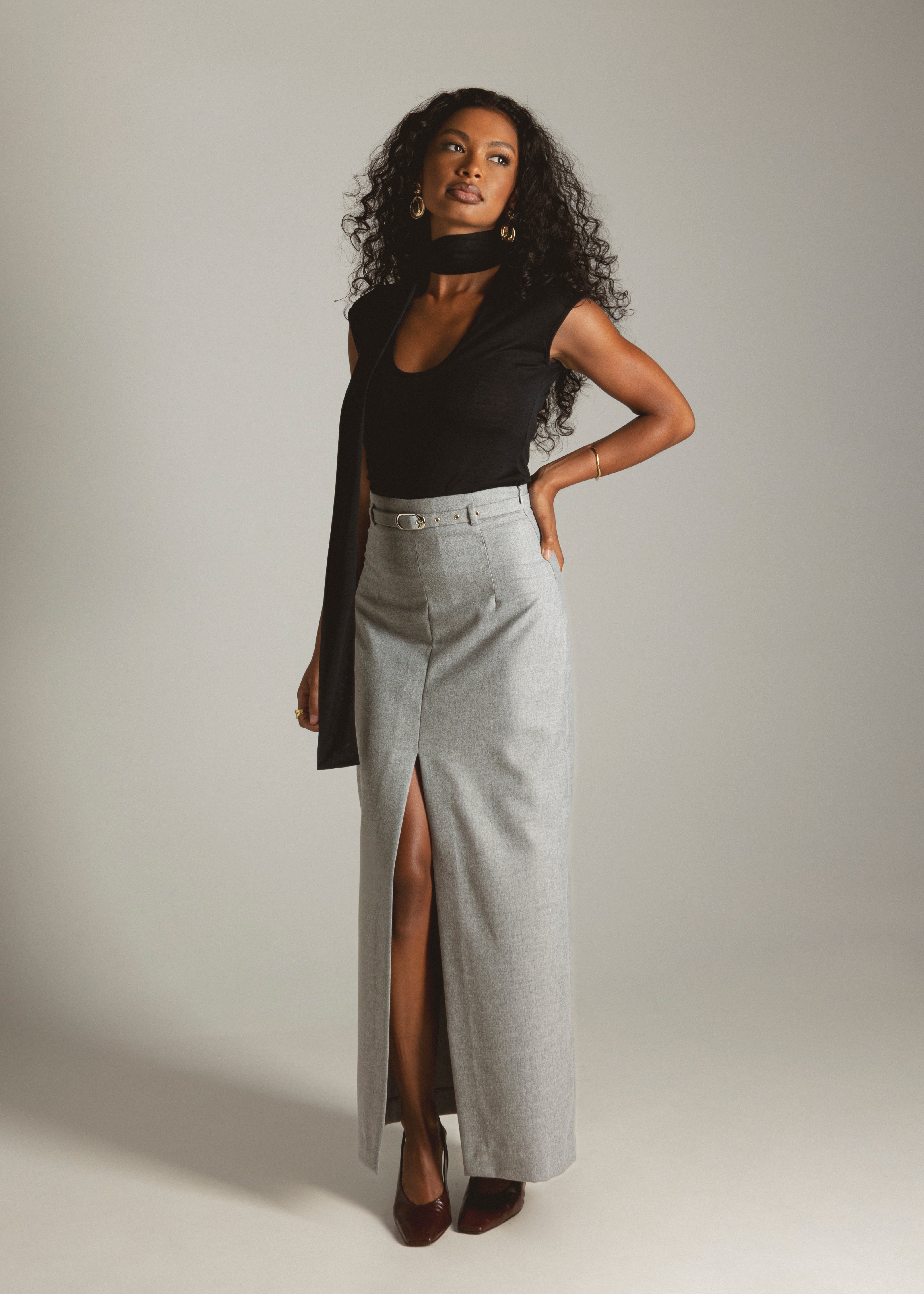Gaia Pencil Skirt - Grey