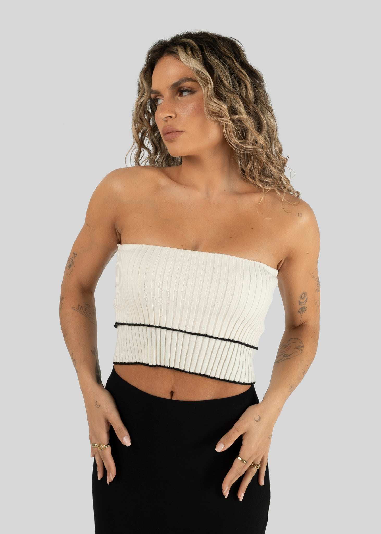 Giselle Bandeau Knitted Top - White