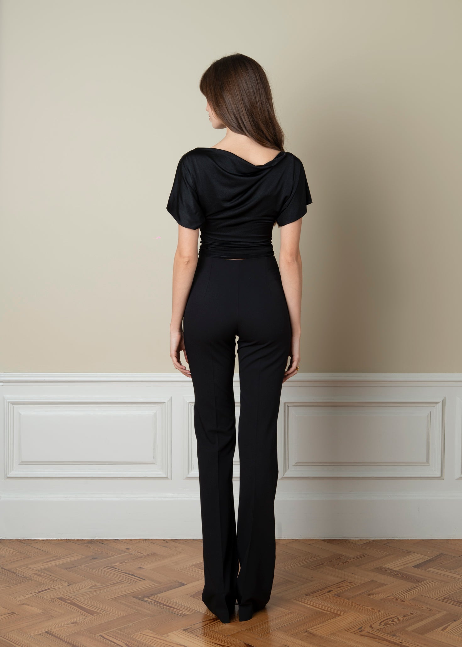 Astra Draped Cowl Top - Black