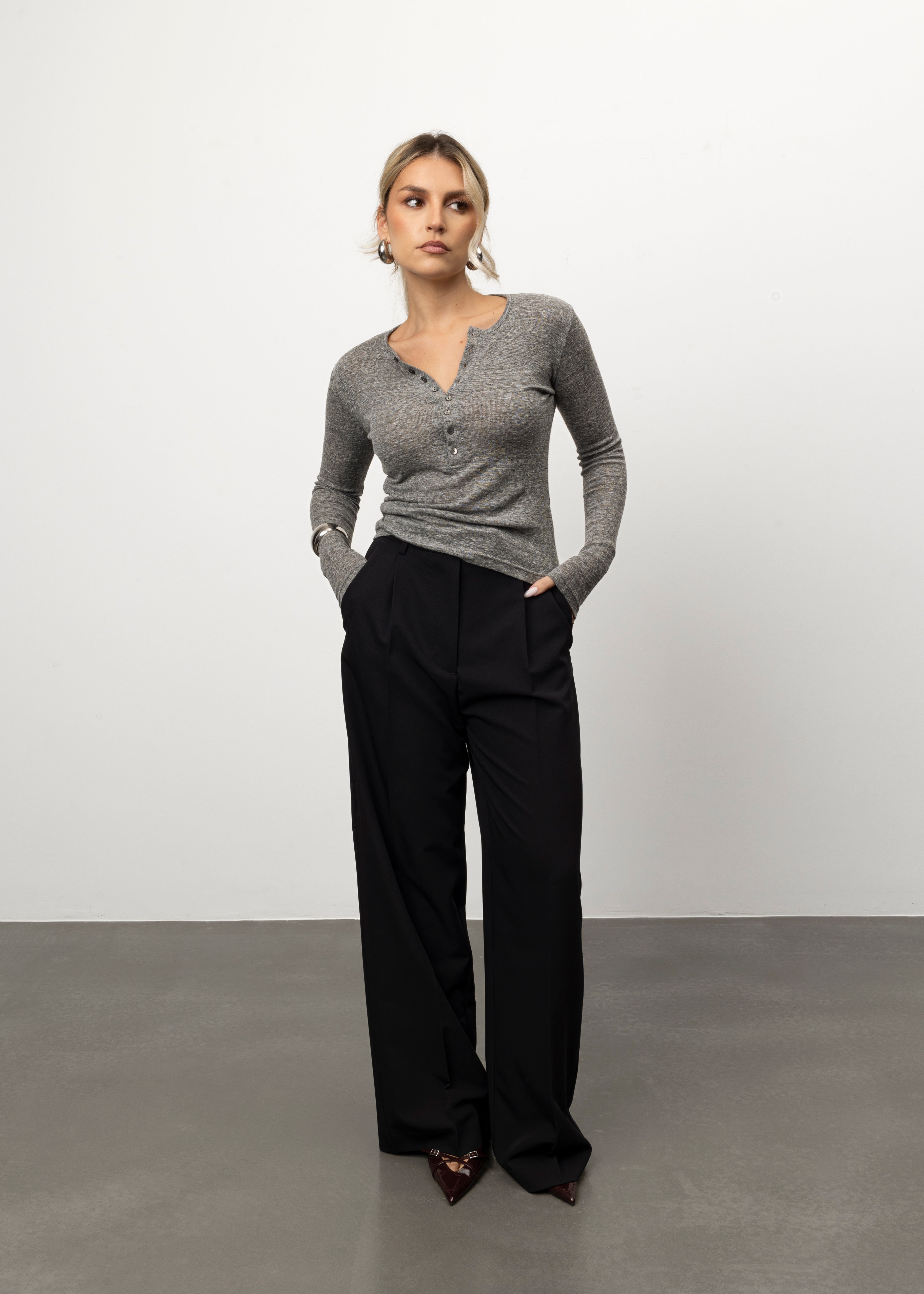 Reese Long Sleeve Top - Grey