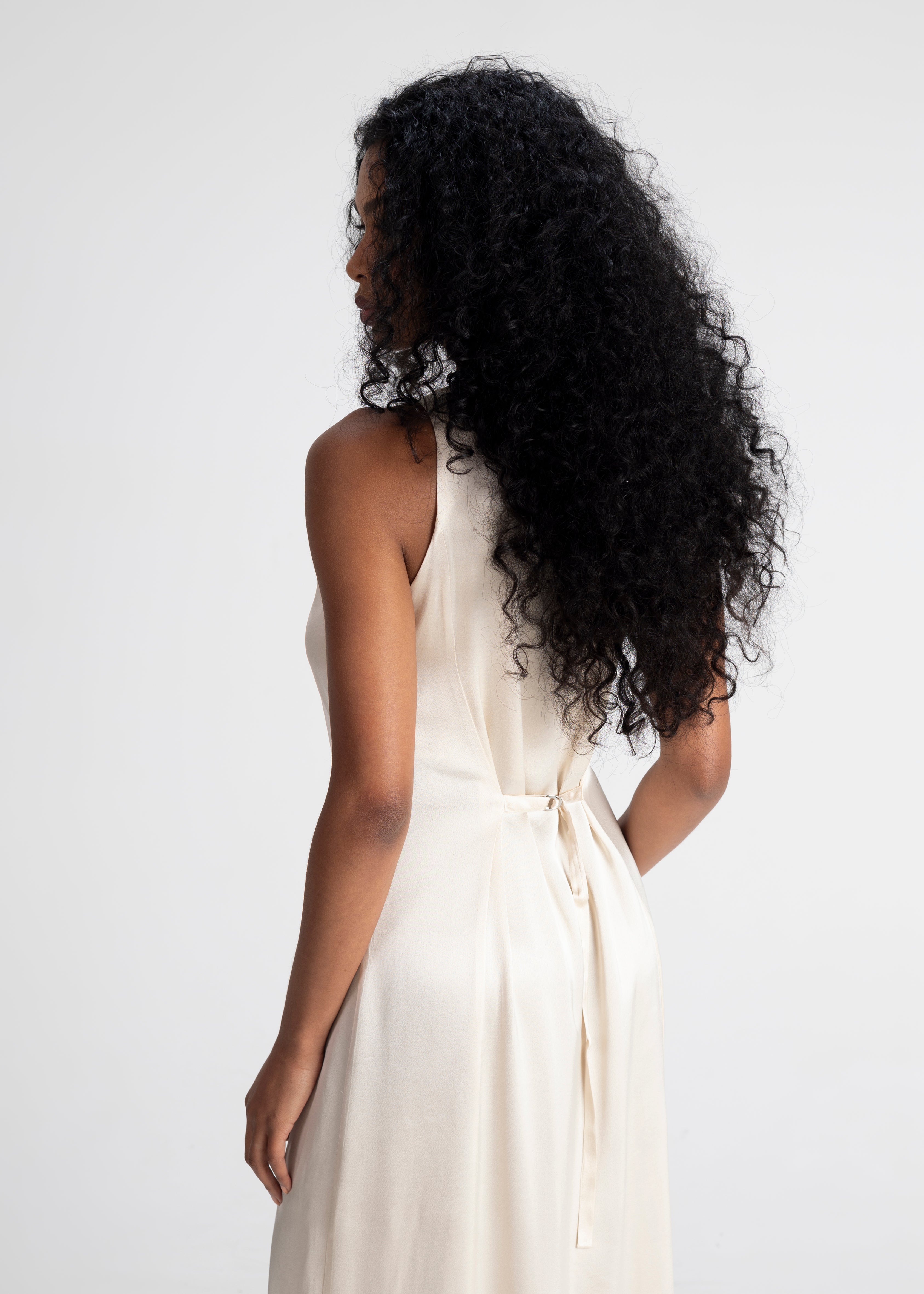 Elena Long Satin Dress - Champagne