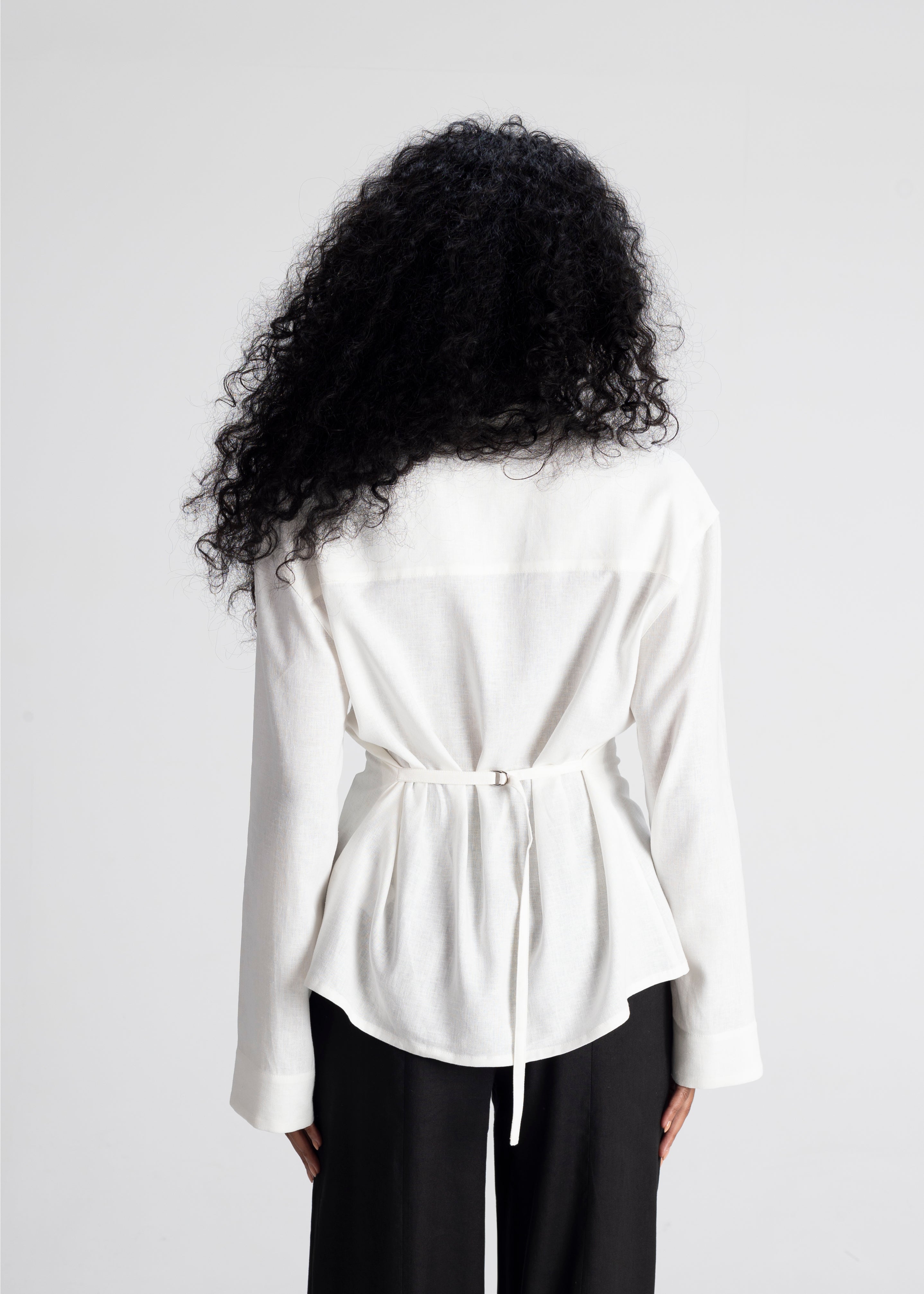 Bianca Adjustable Linen Shirt - White