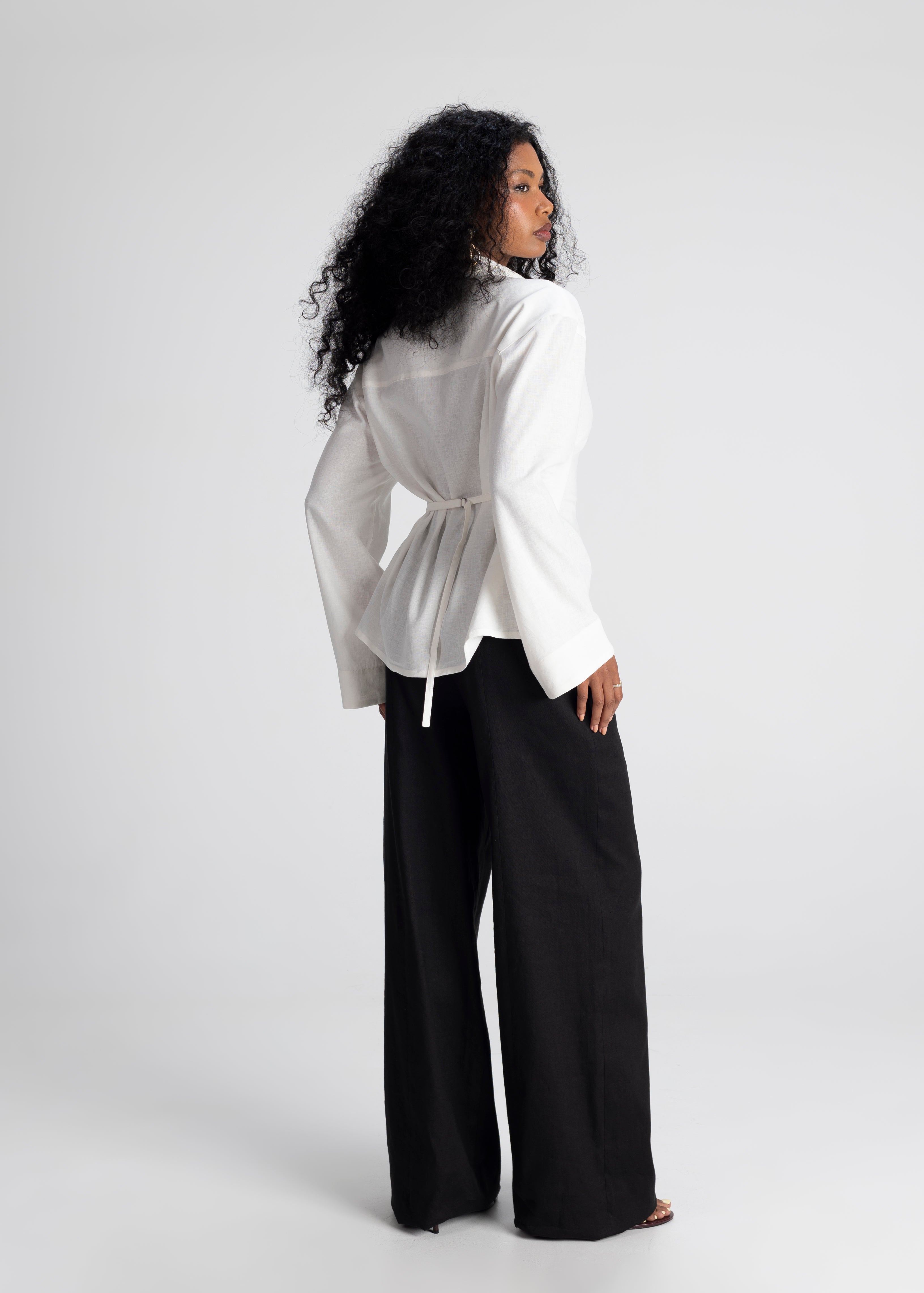 Bianca Adjustable Linen Shirt - White