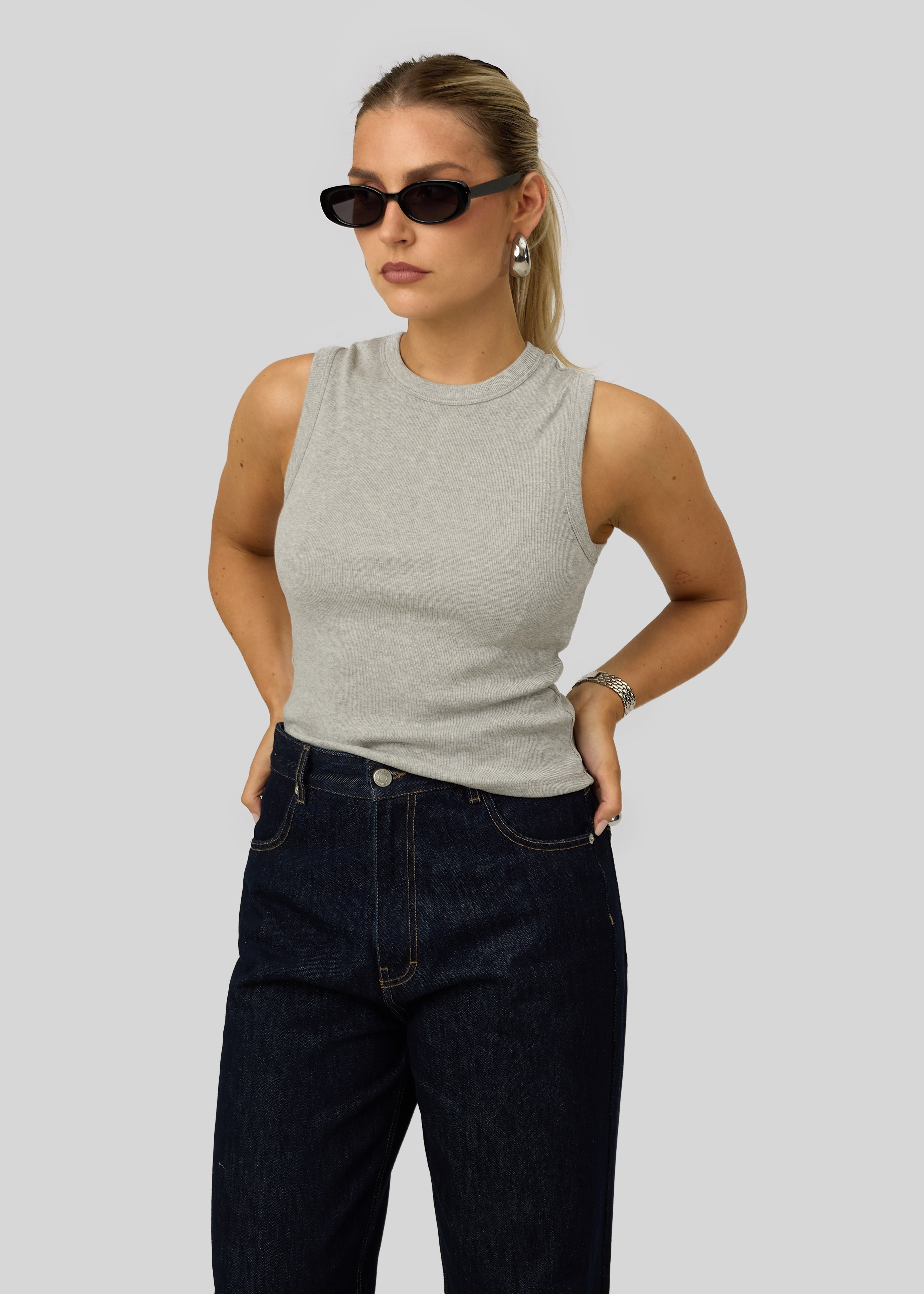 Kurt High-Neck Tank Top - Grey