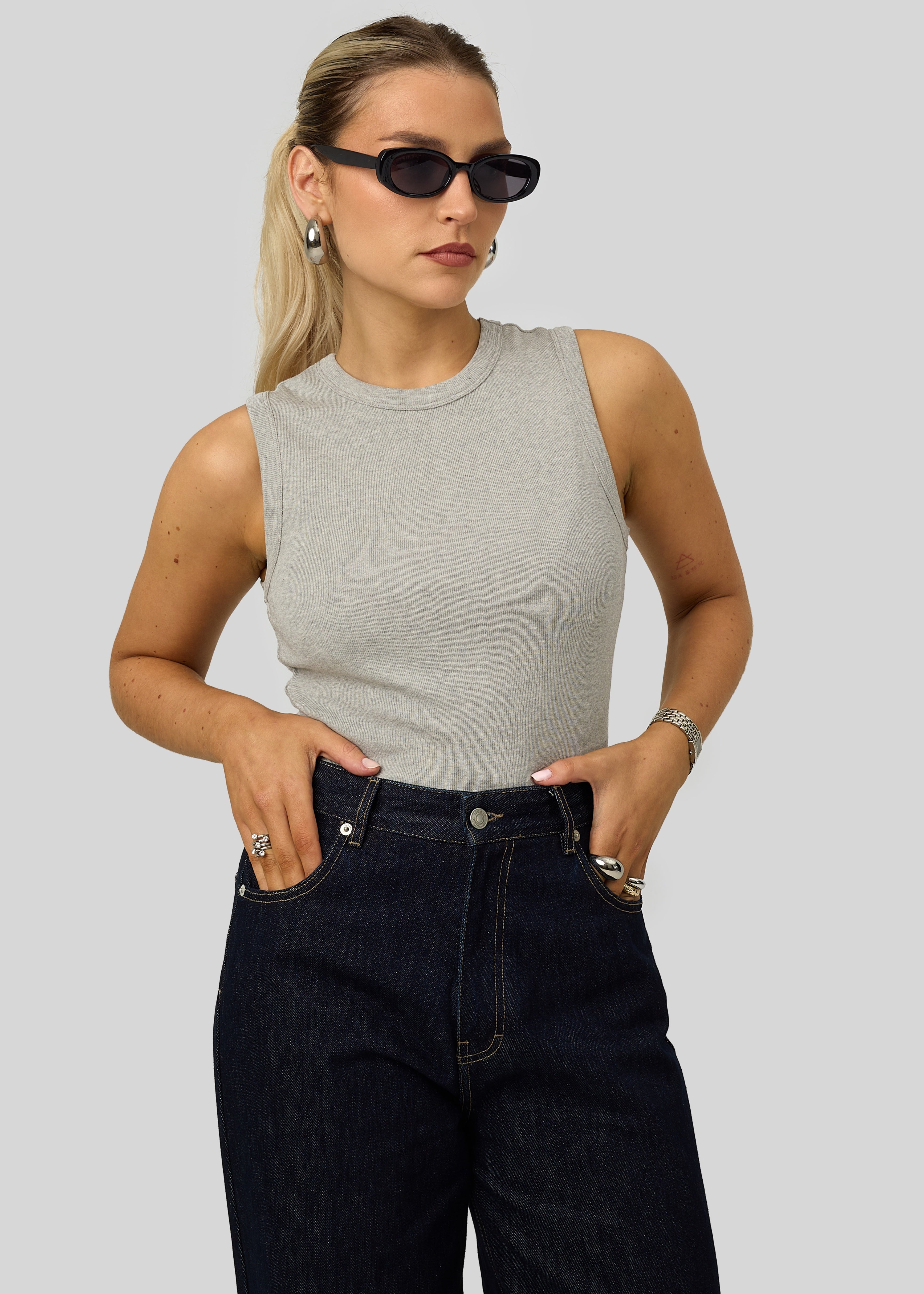 Kurt High-Neck Tank Top - Grey