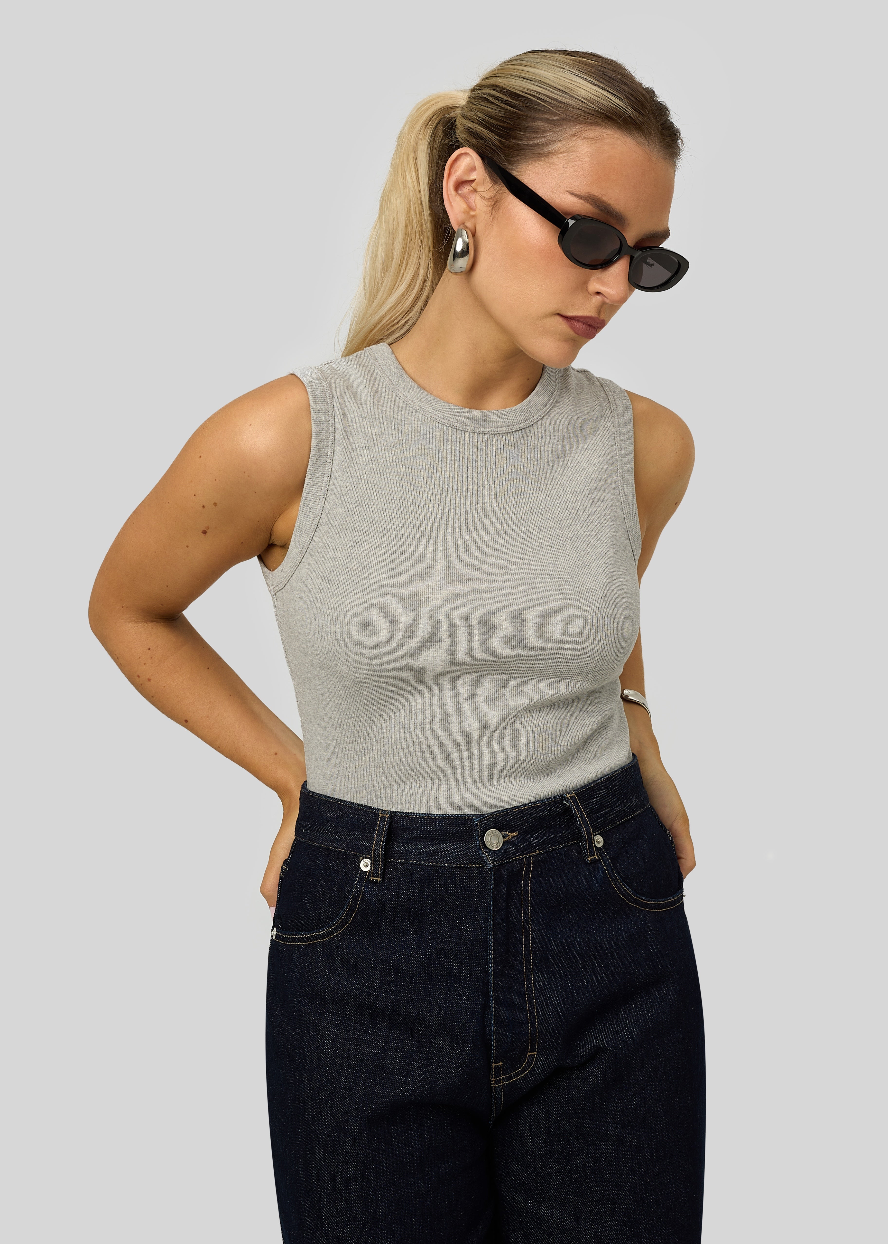 Kurt High-Neck Tank Top - Grey