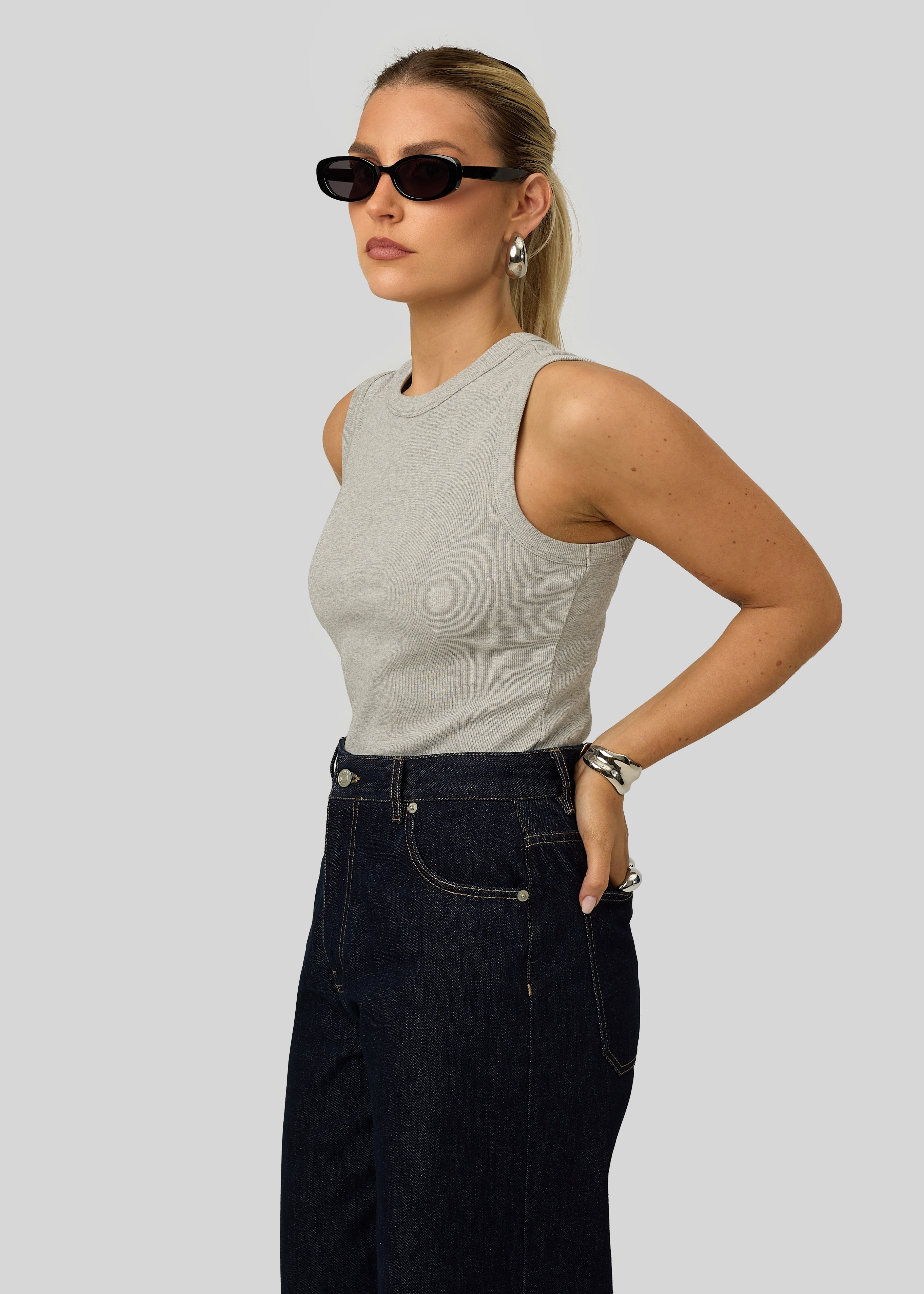 Kurt High-Neck Tank Top - Grey