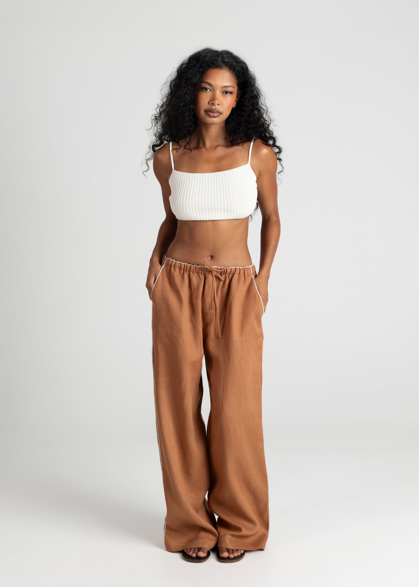 Mai Loose Linen Pants - Terracotta