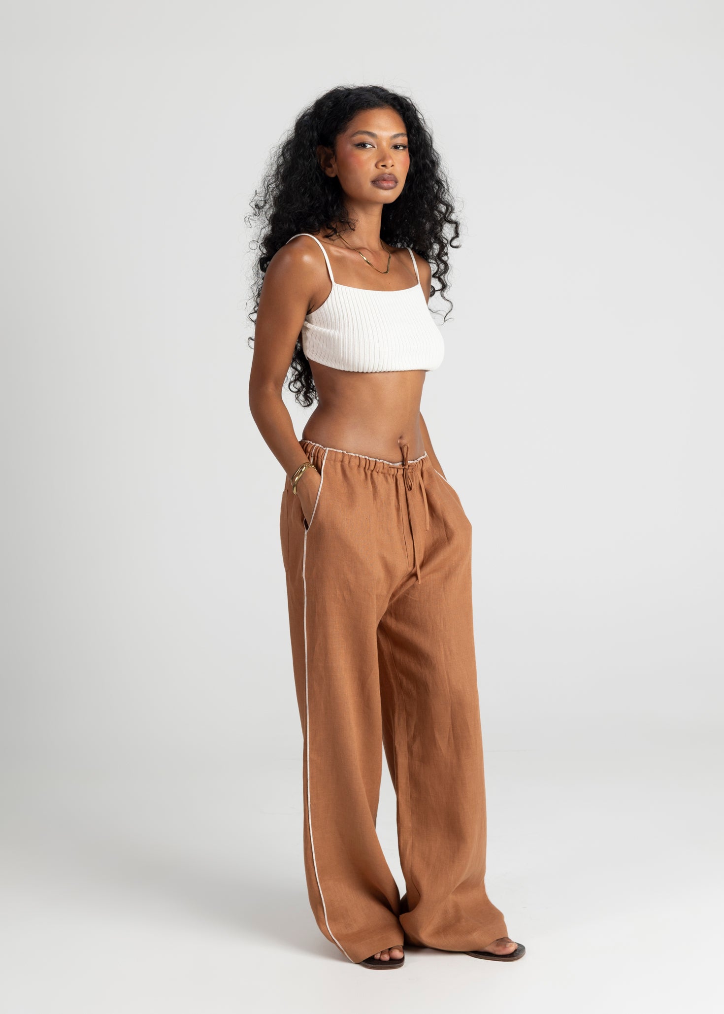 Mai Loose Linen Pants - Terracotta