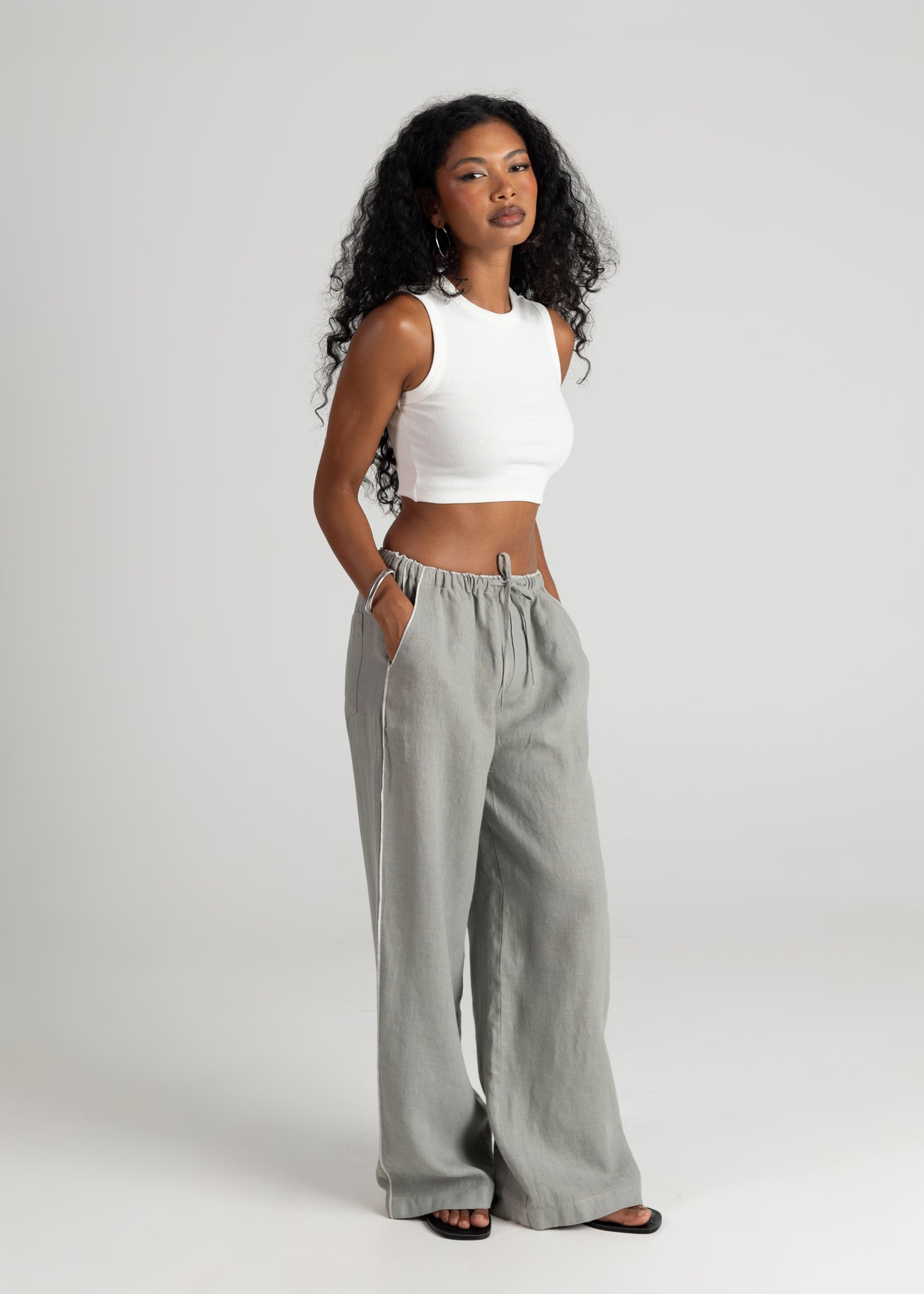 Kurt High-Neck Cropped Tank Top - White