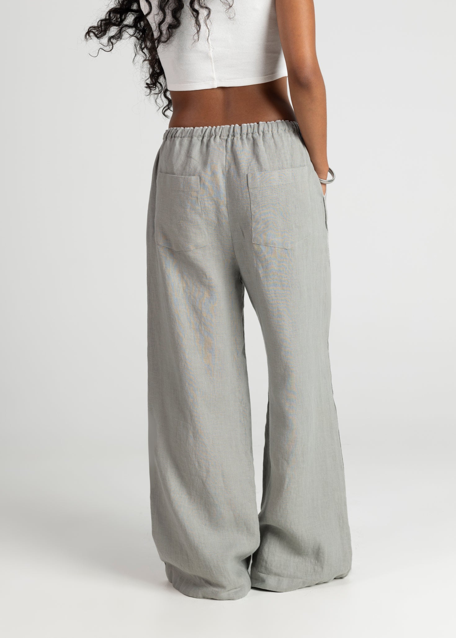Mai Loose Linen Pants - Grey