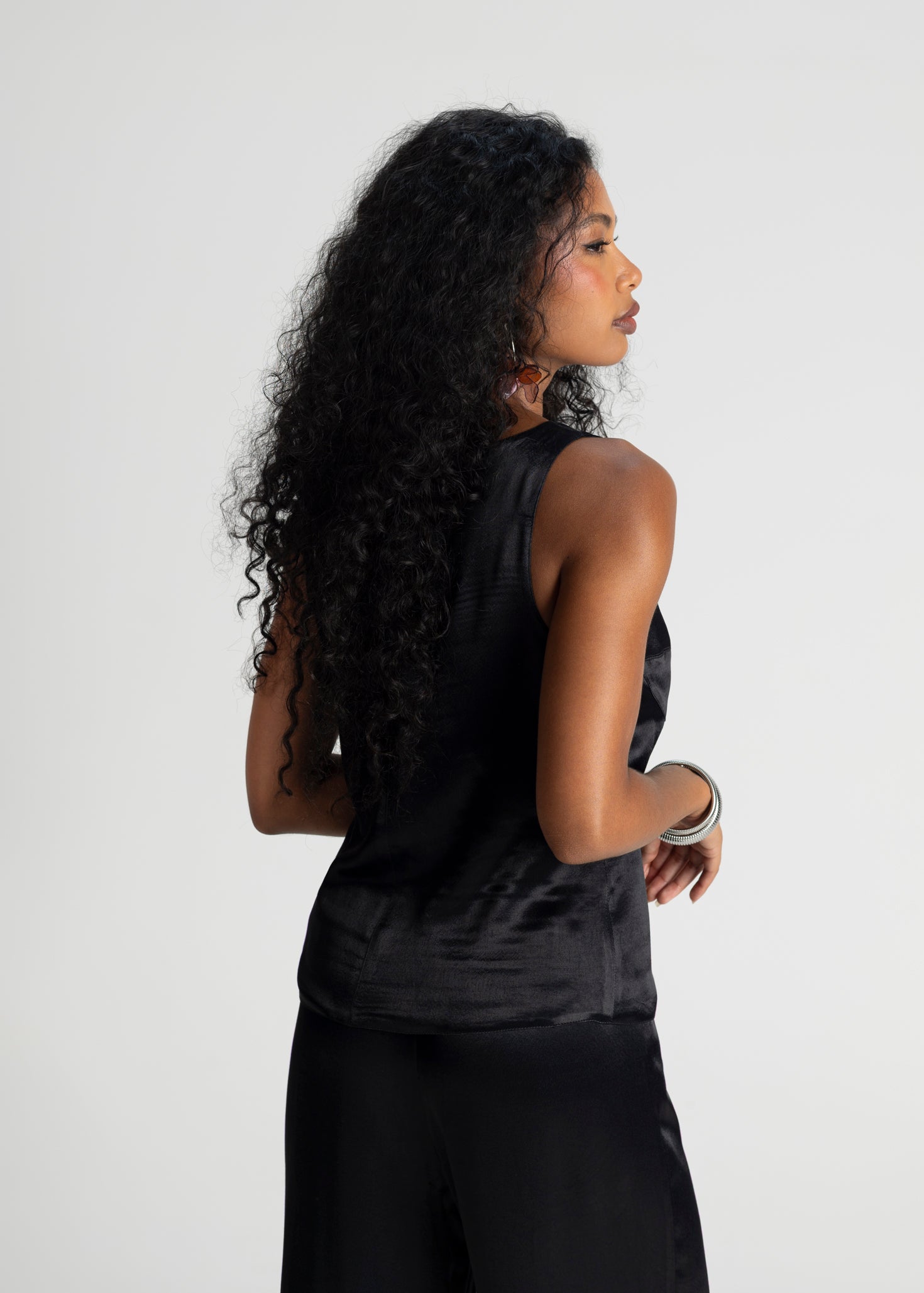 Giulia Satin Corset Top - Black