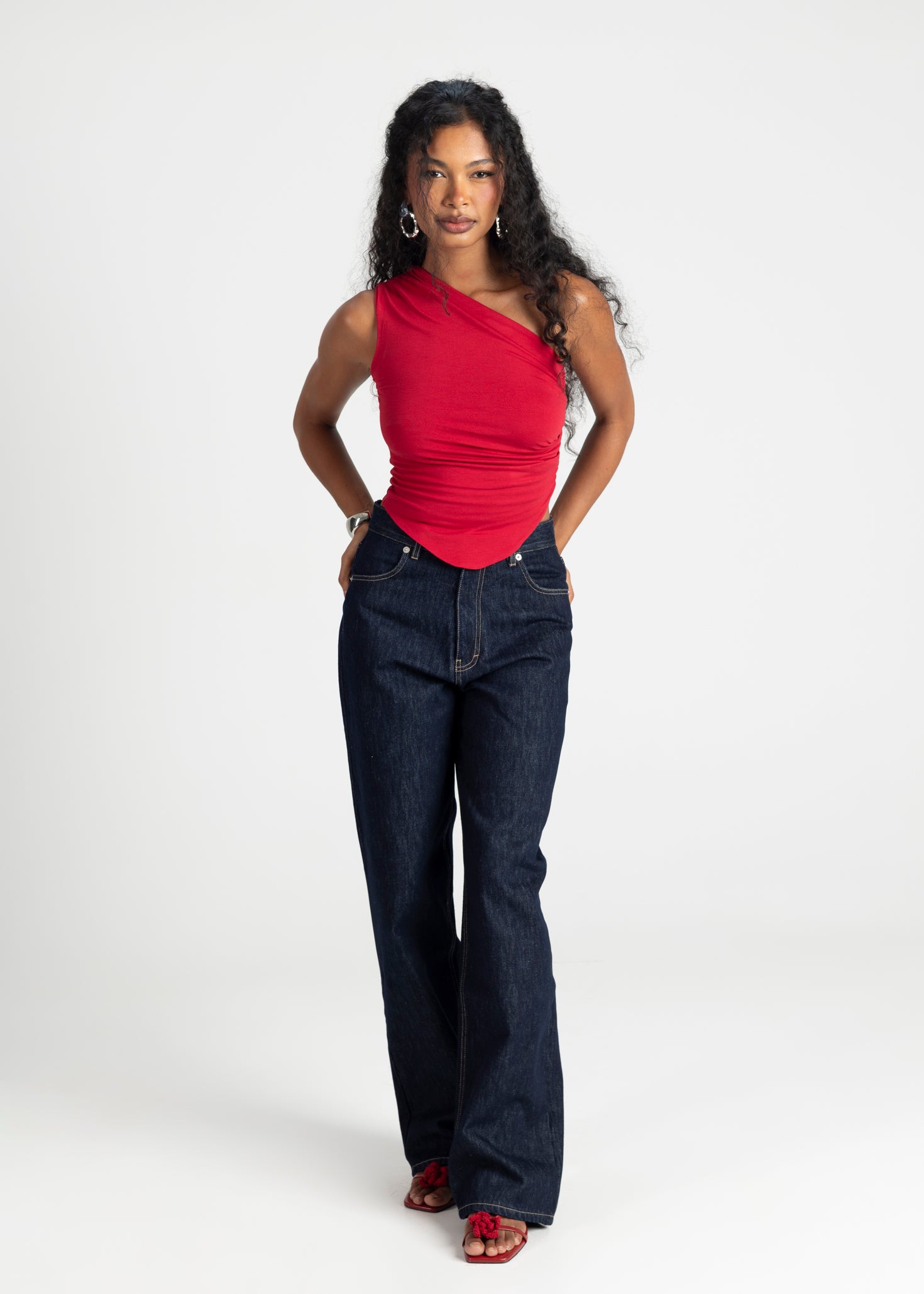 Anita One Shoulder Top - Red