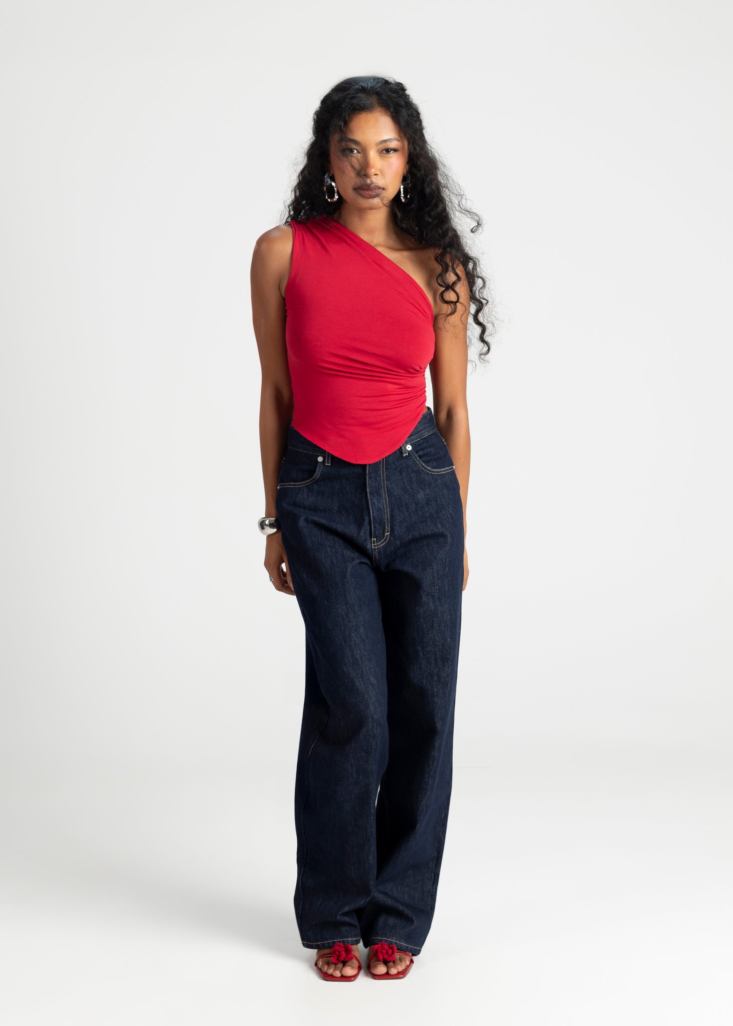 Anita One Shoulder Top - Red