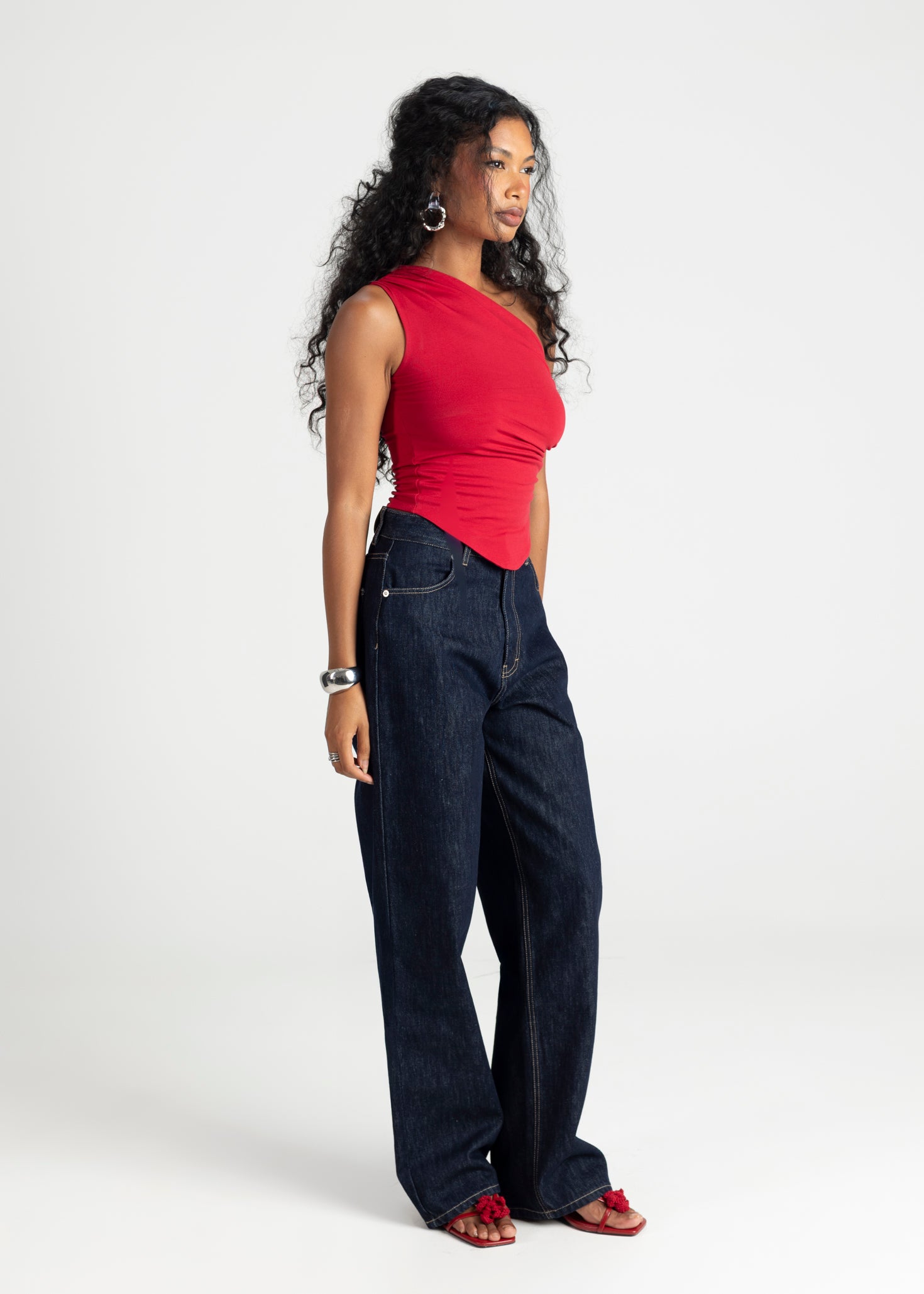 Anita One Shoulder Top - Red