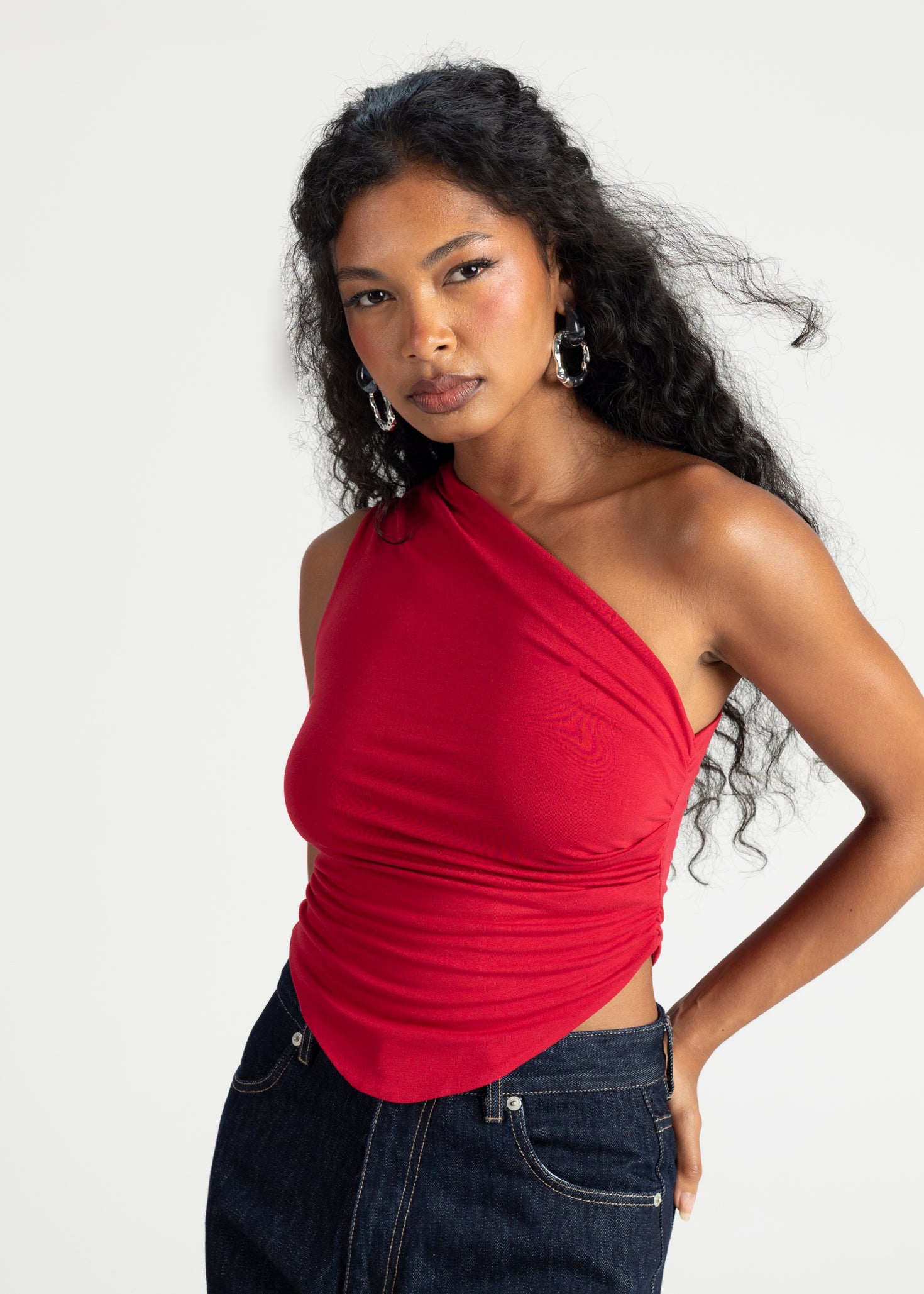Anita One Shoulder Top - Red
