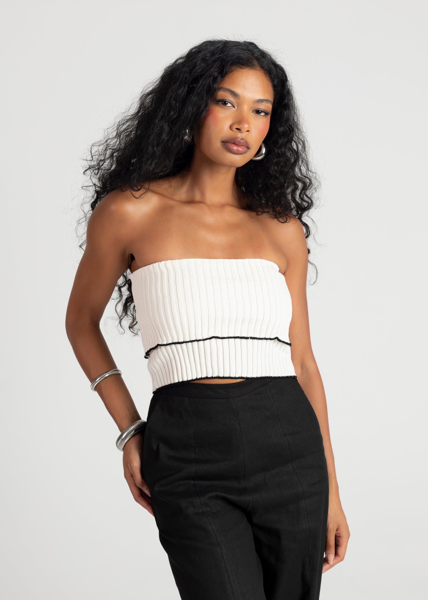 Giselle Bandeau Knitted Top - White