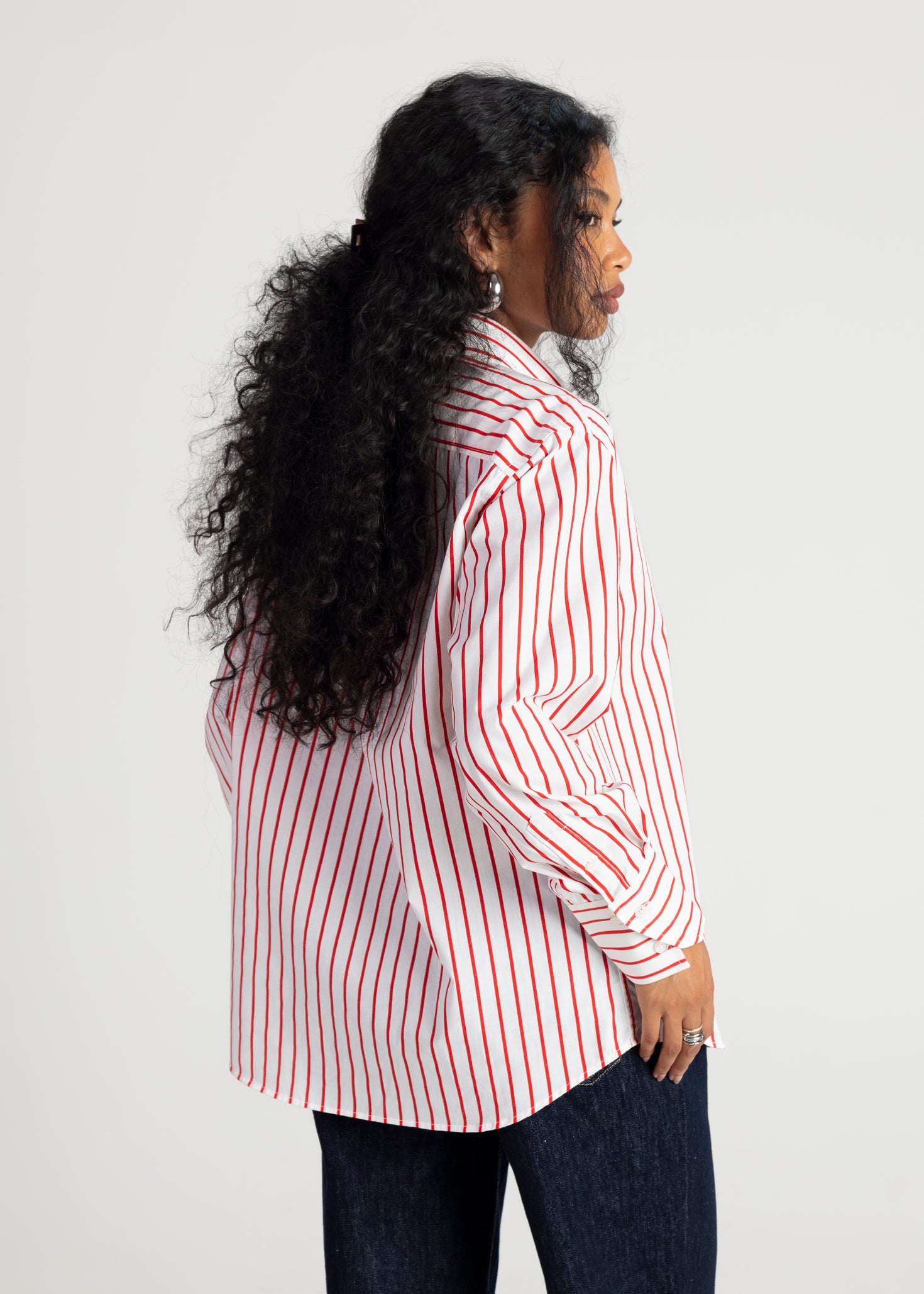 The Boyfriend Oversized Shirt - Red & White Stripes