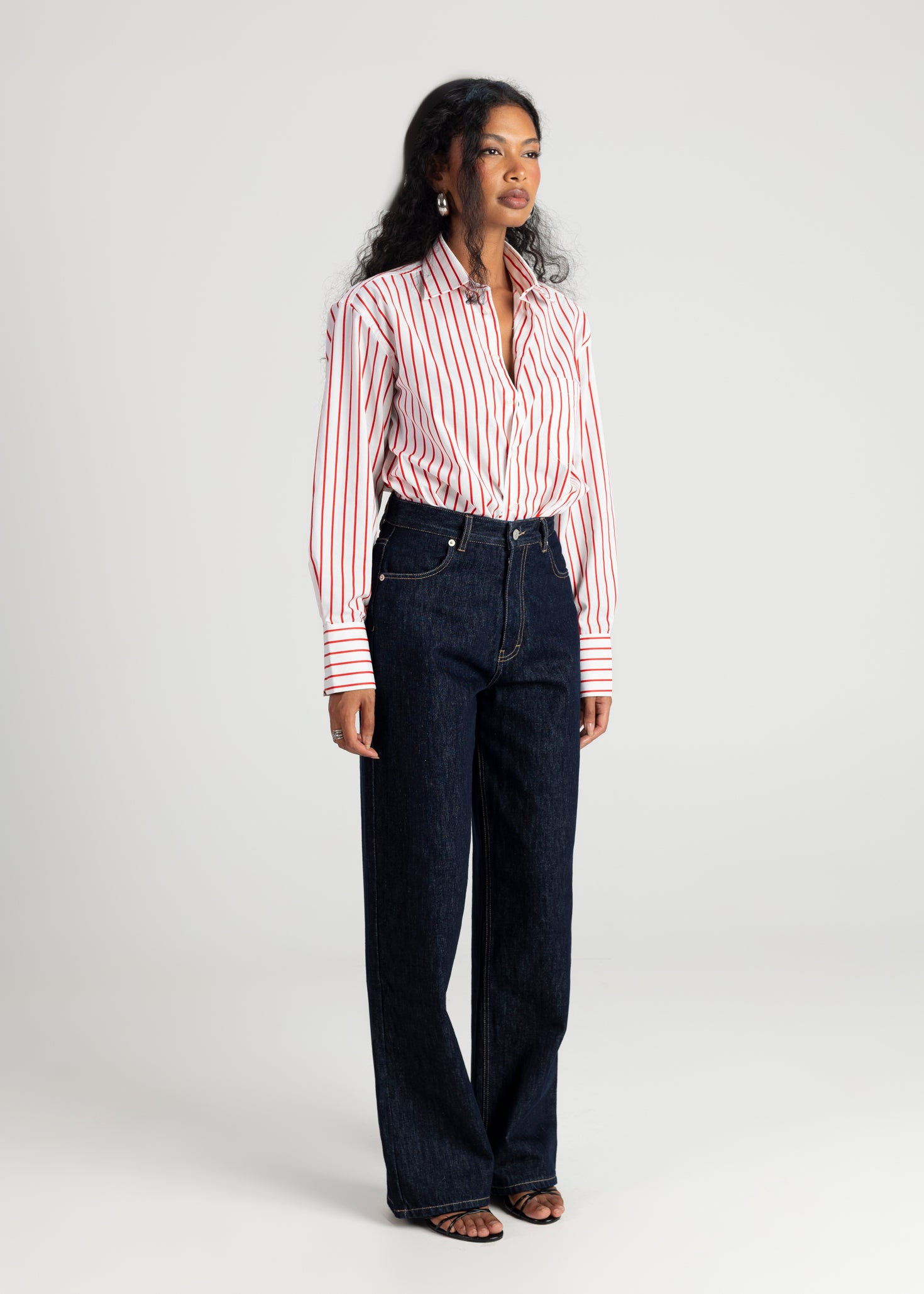 The Boyfriend Oversized Shirt - Red & White Stripes