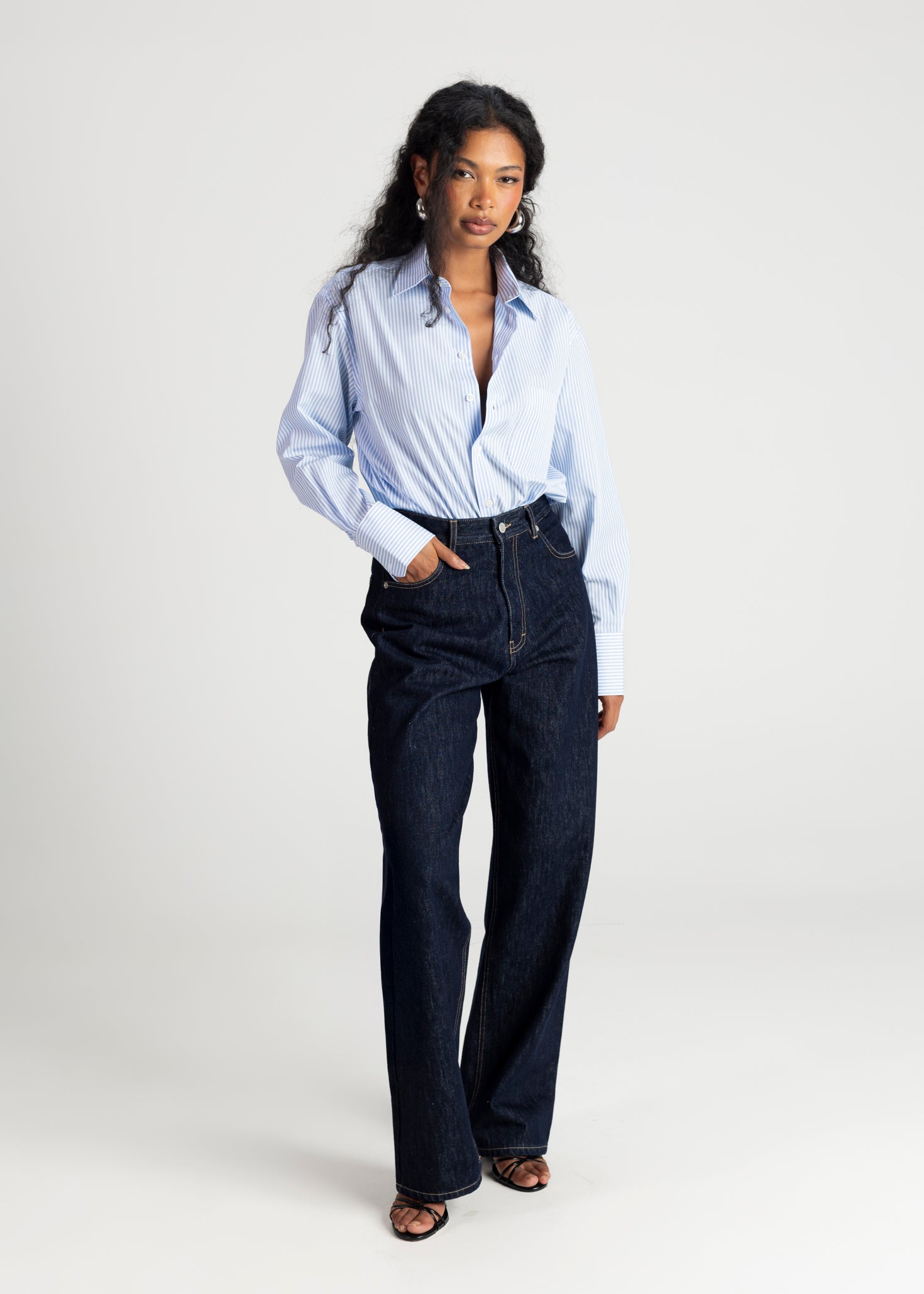The Boyfriend Oversized Shirt - Blue & White Stripes
